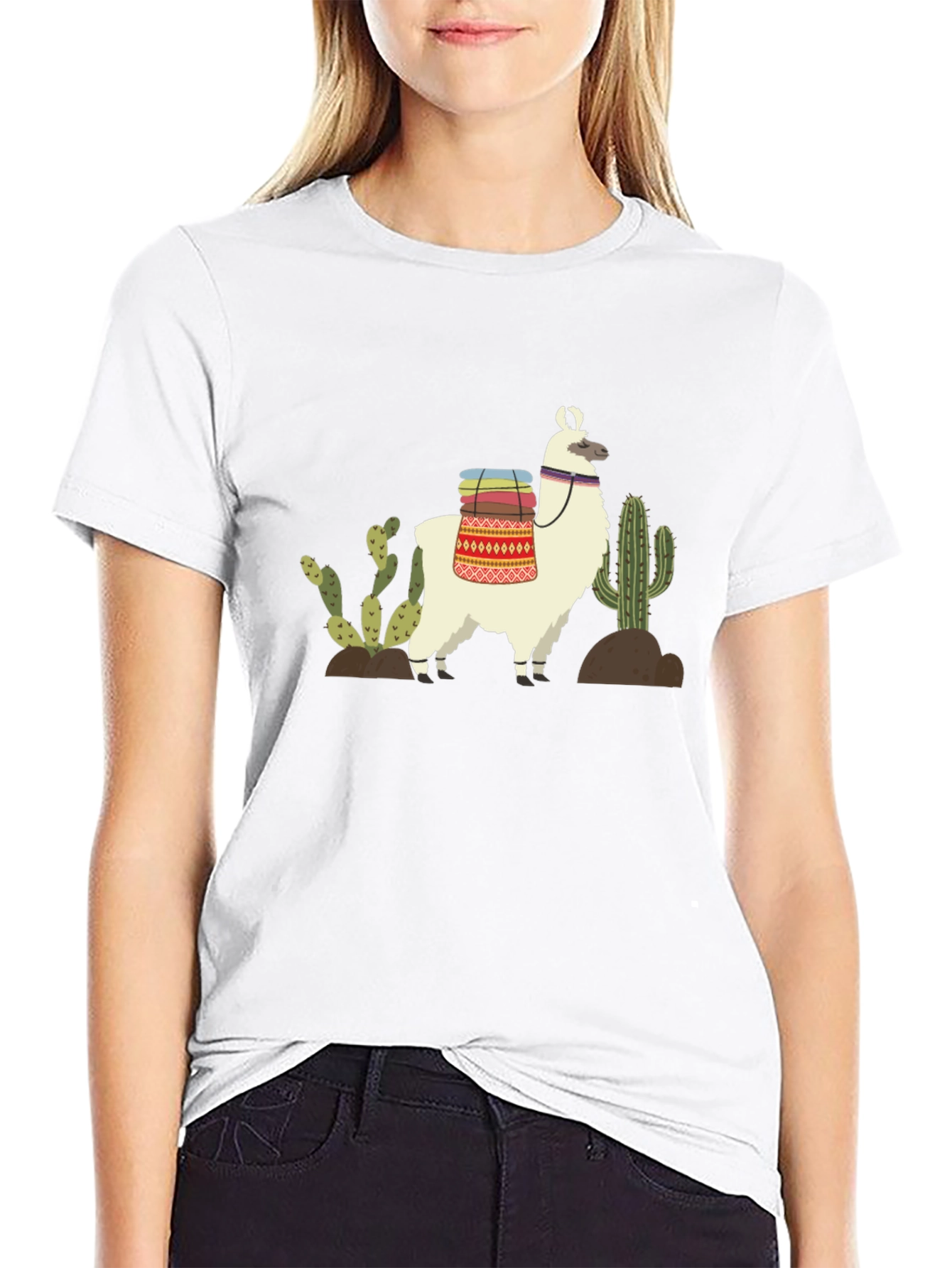 Llama Cactus Graphic T-Shirt - Desert Vibes