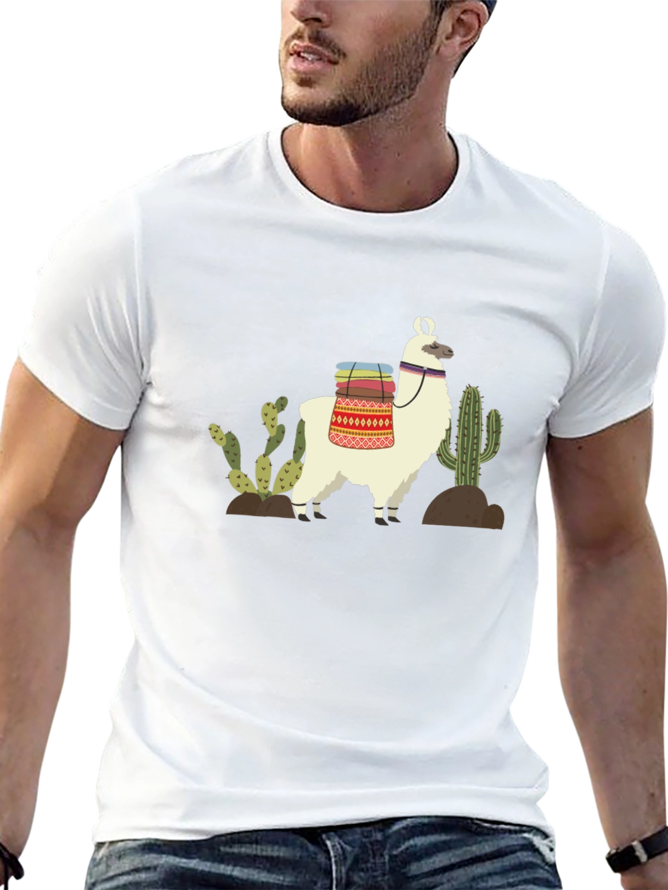 Llama Cactus Graphic T-Shirt - Desert Vibes