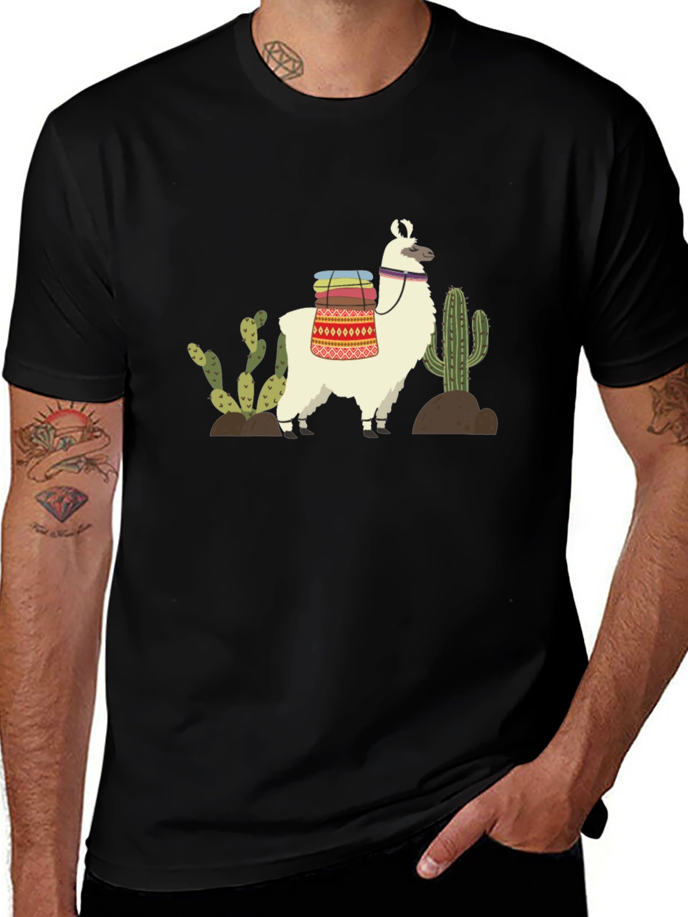 Llama Cactus Graphic T-Shirt - Desert Vibes