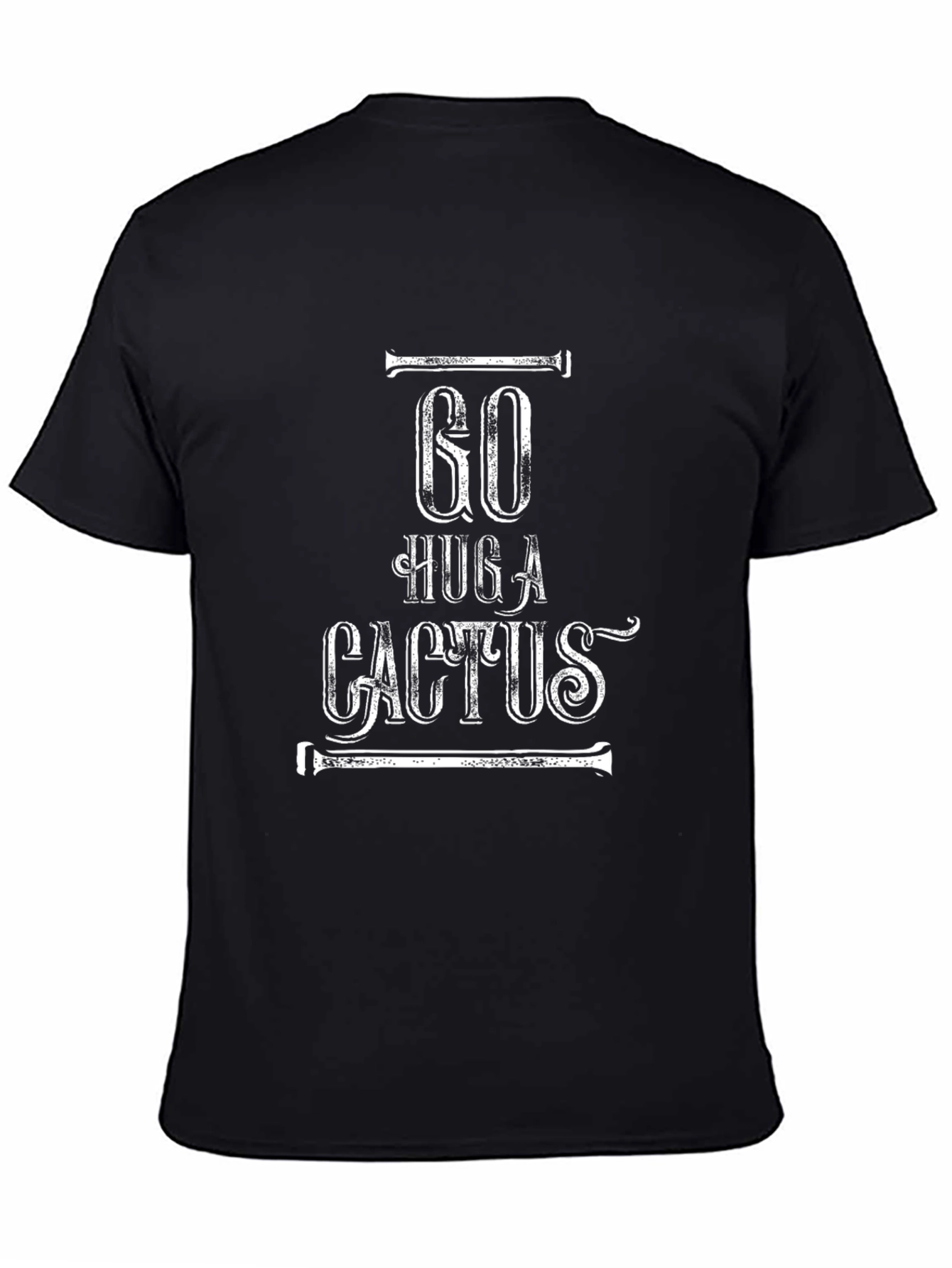Go Hug A Cactus Black Graphic T-Shirt