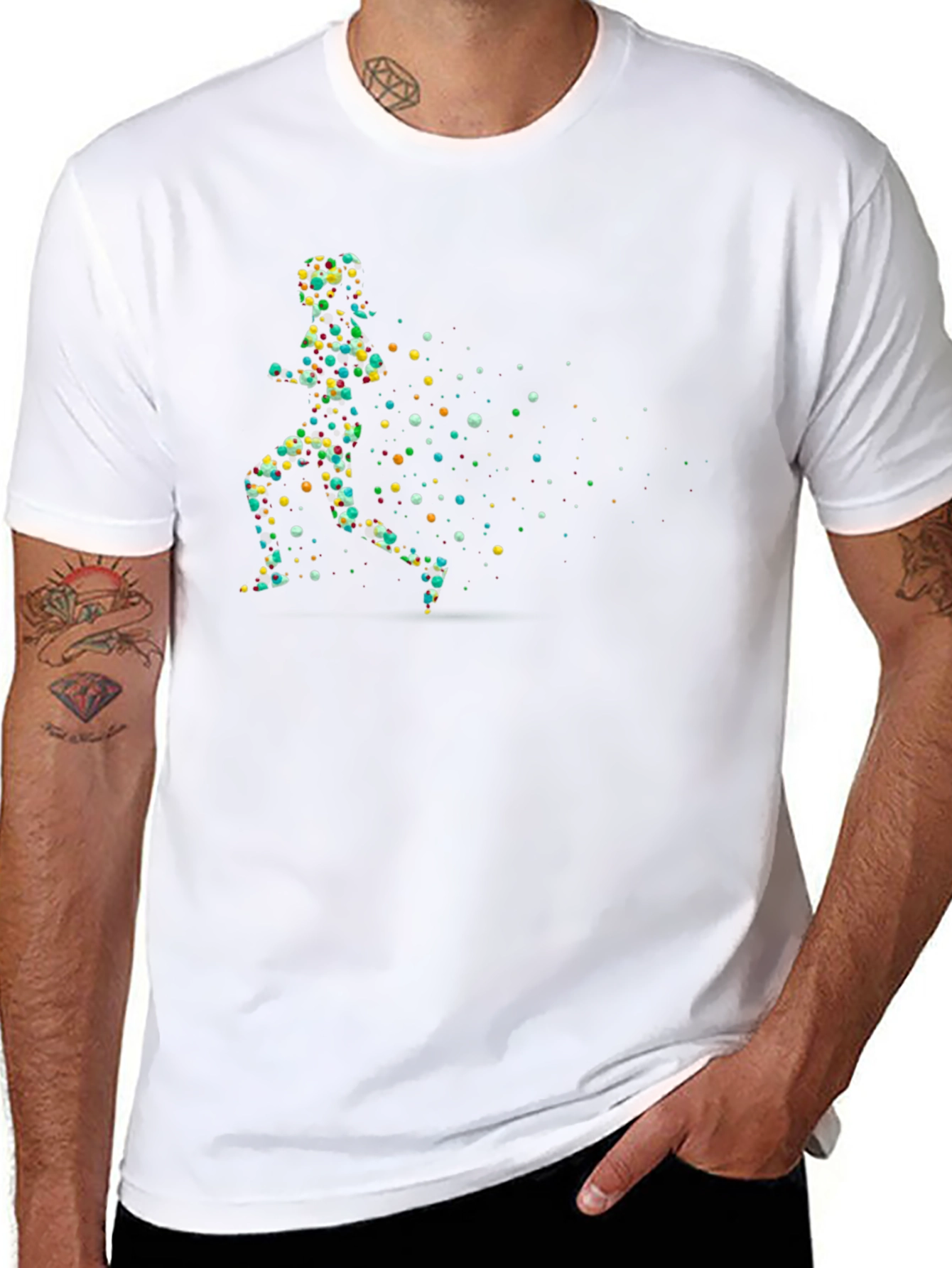 Abstract Runner Graphic Black T-Shirt