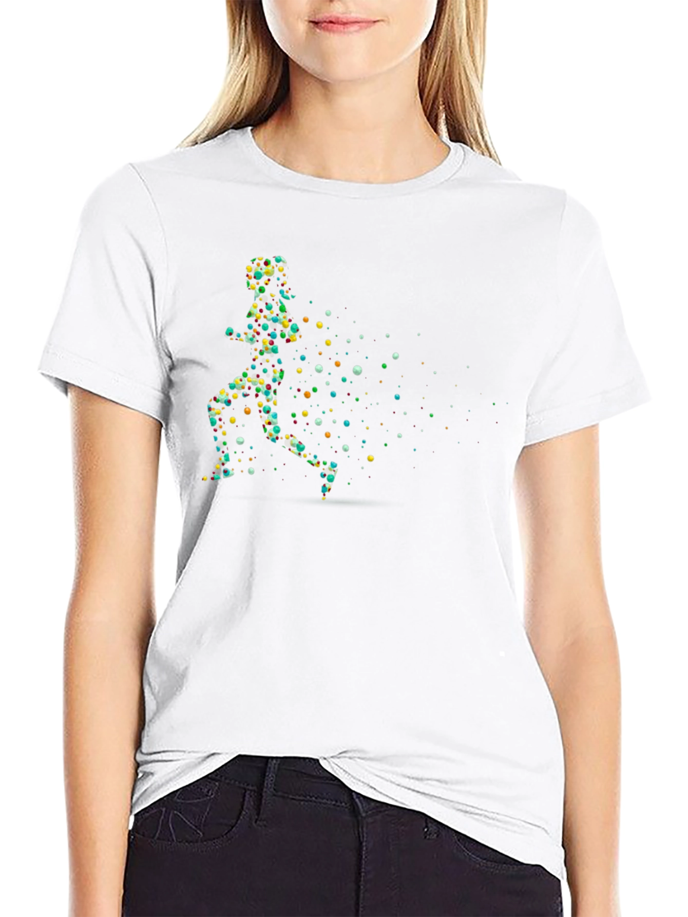 Abstract Runner Graphic Black T-Shirt