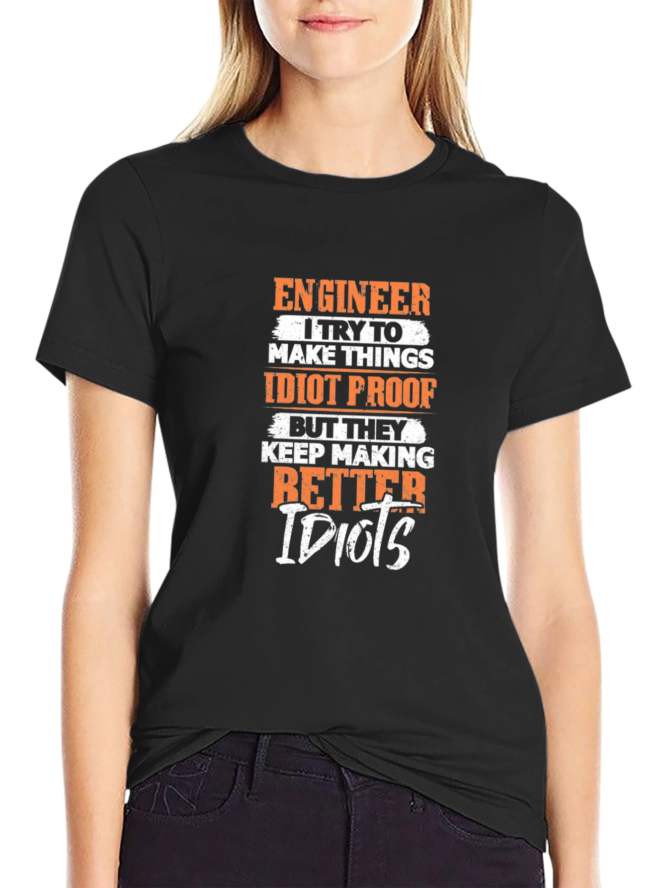 Engineer Idiot Proof Humor Graphic T-Shirt