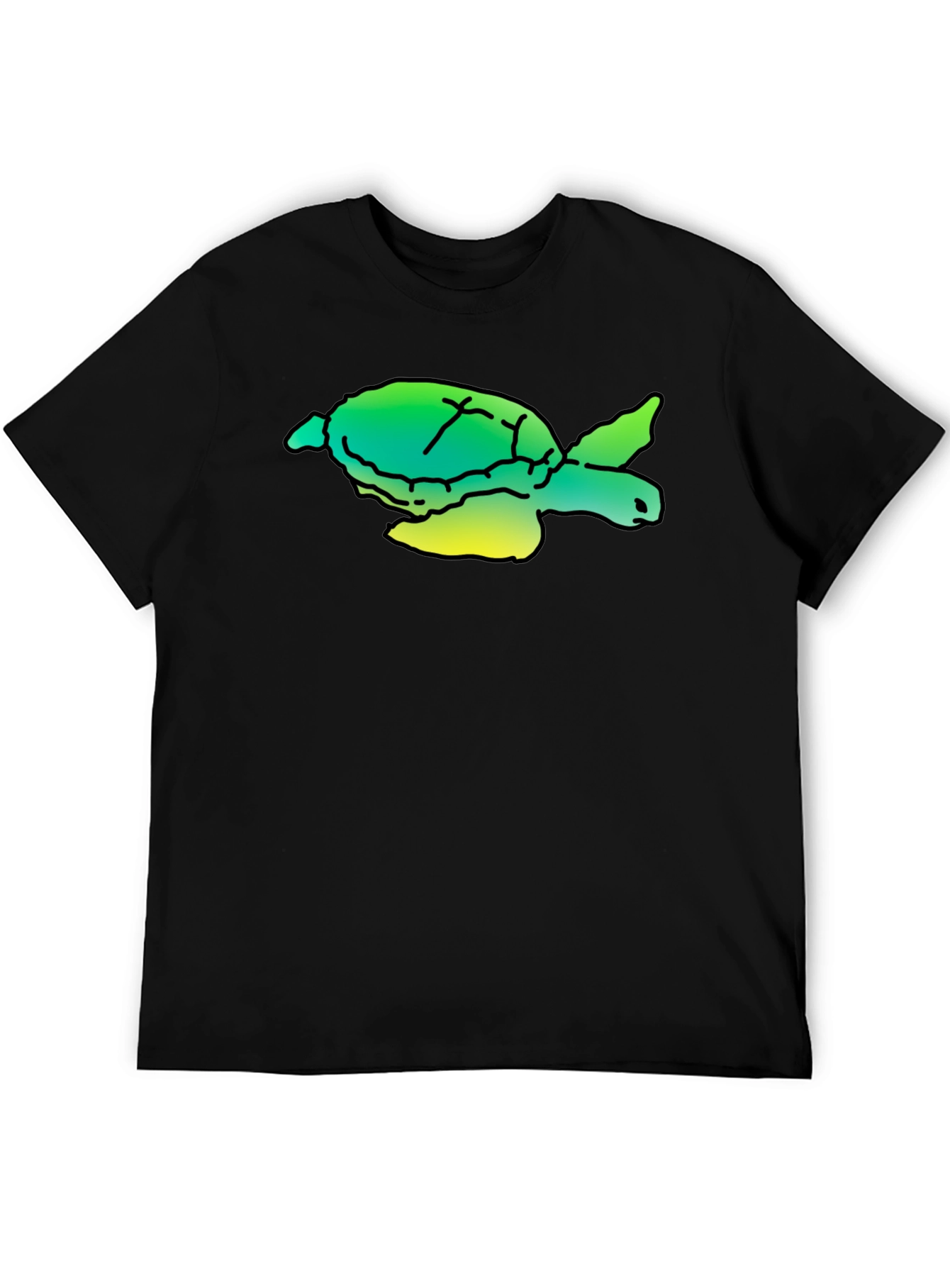 Turtle Graphic Tee - Black Cotton T-Shirt