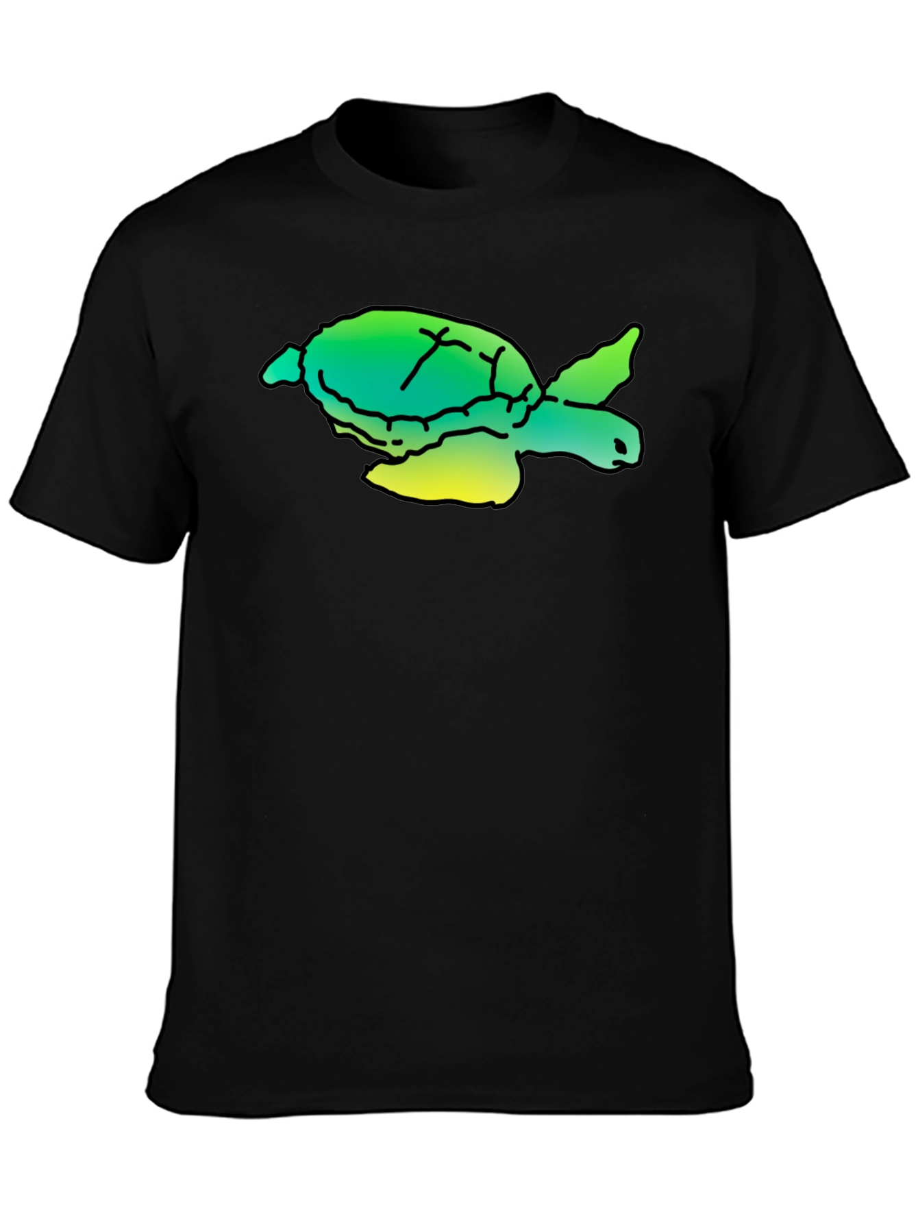 Turtle Graphic Tee - Black Cotton T-Shirt