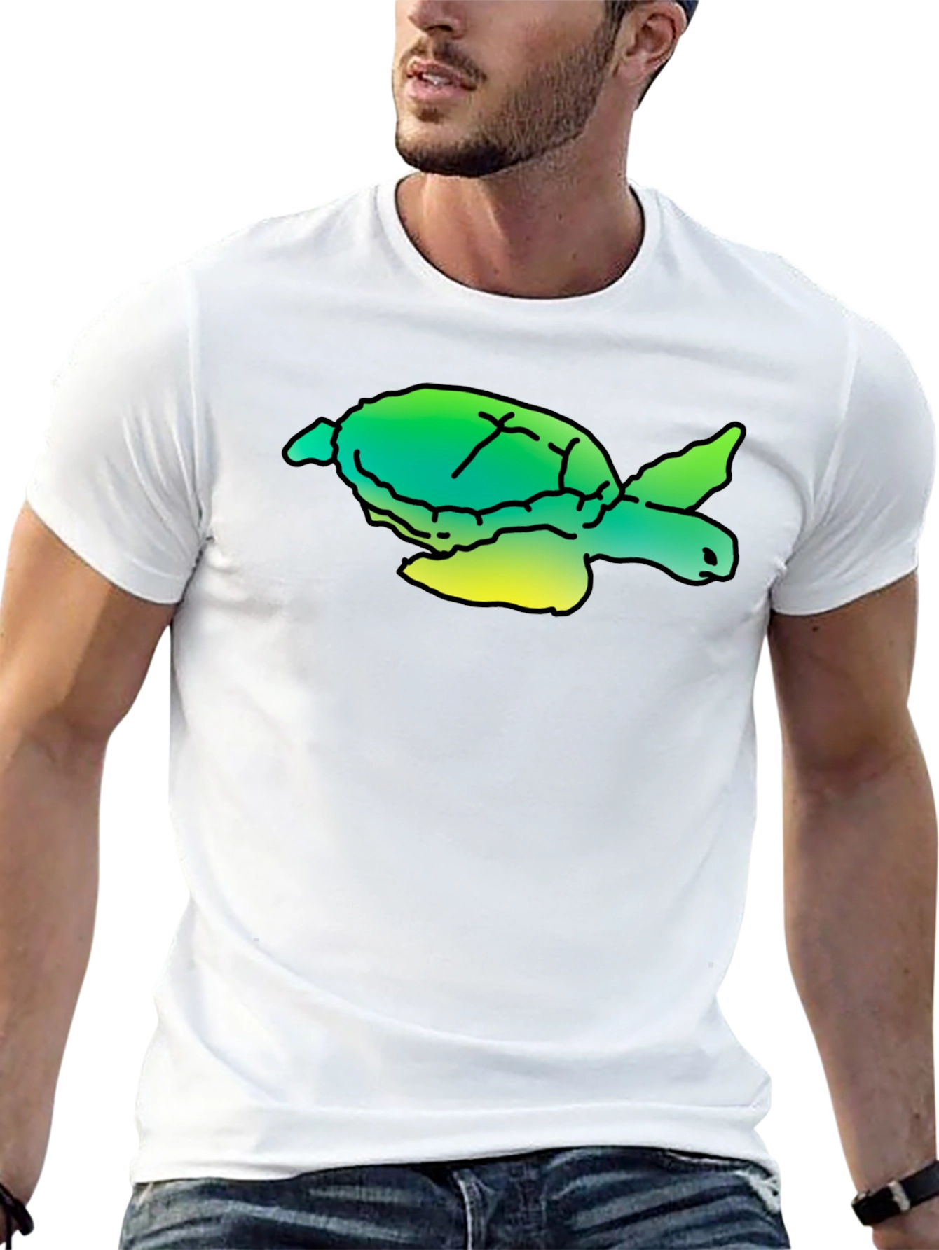 Turtle Graphic Tee - Black Cotton T-Shirt