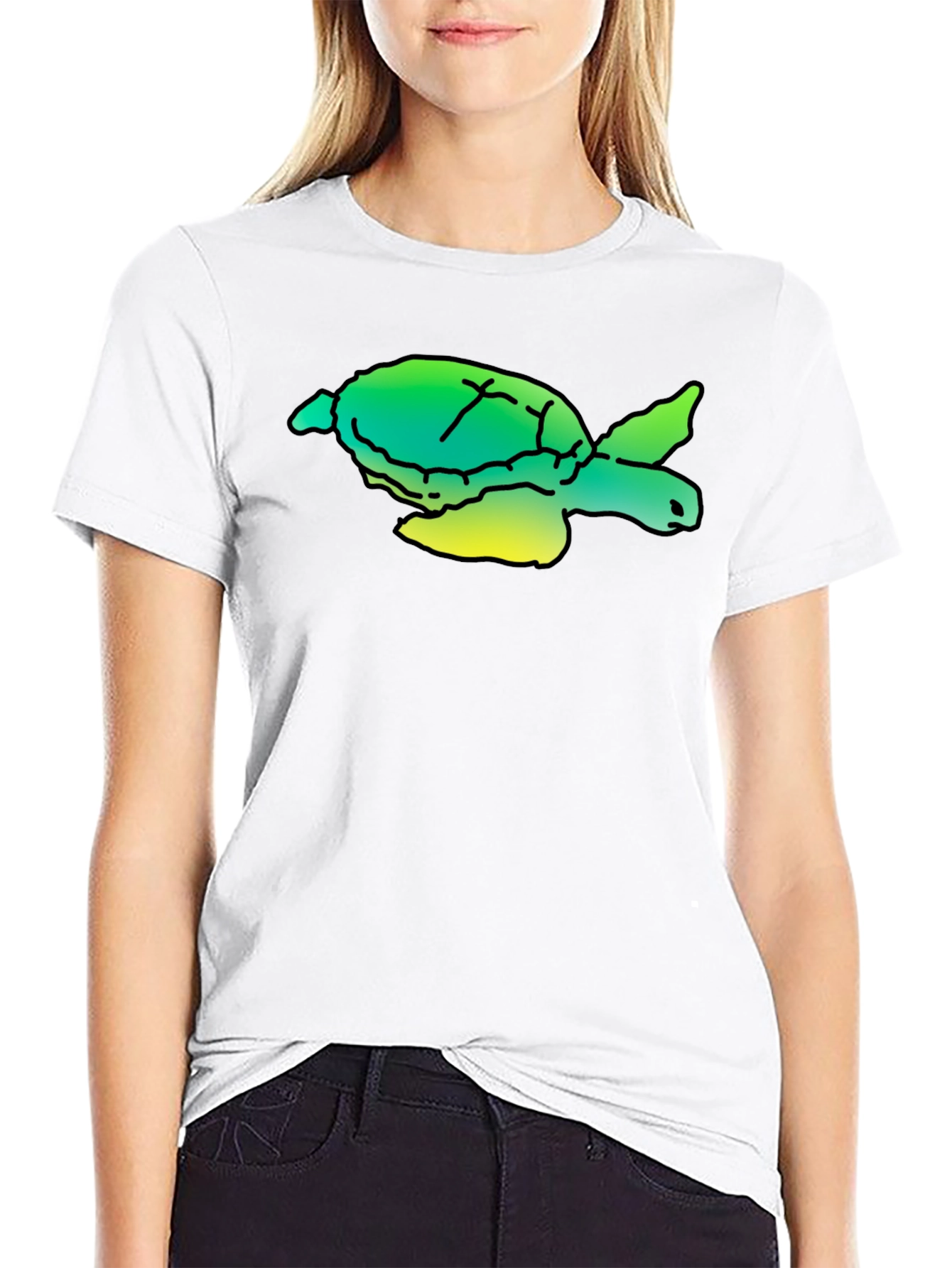Turtle Graphic Tee - Black Cotton T-Shirt