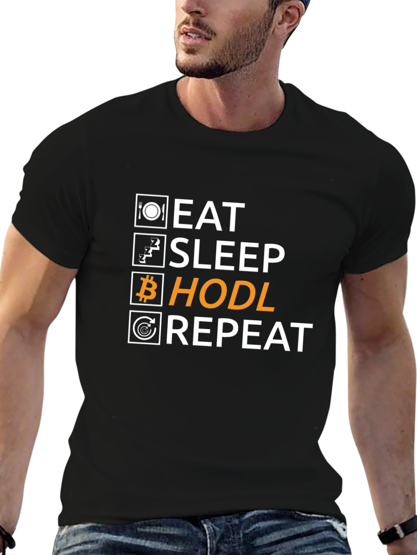 Eat Sleep Hodl Repeat T-Shirt Crypto Bitcoin Gift