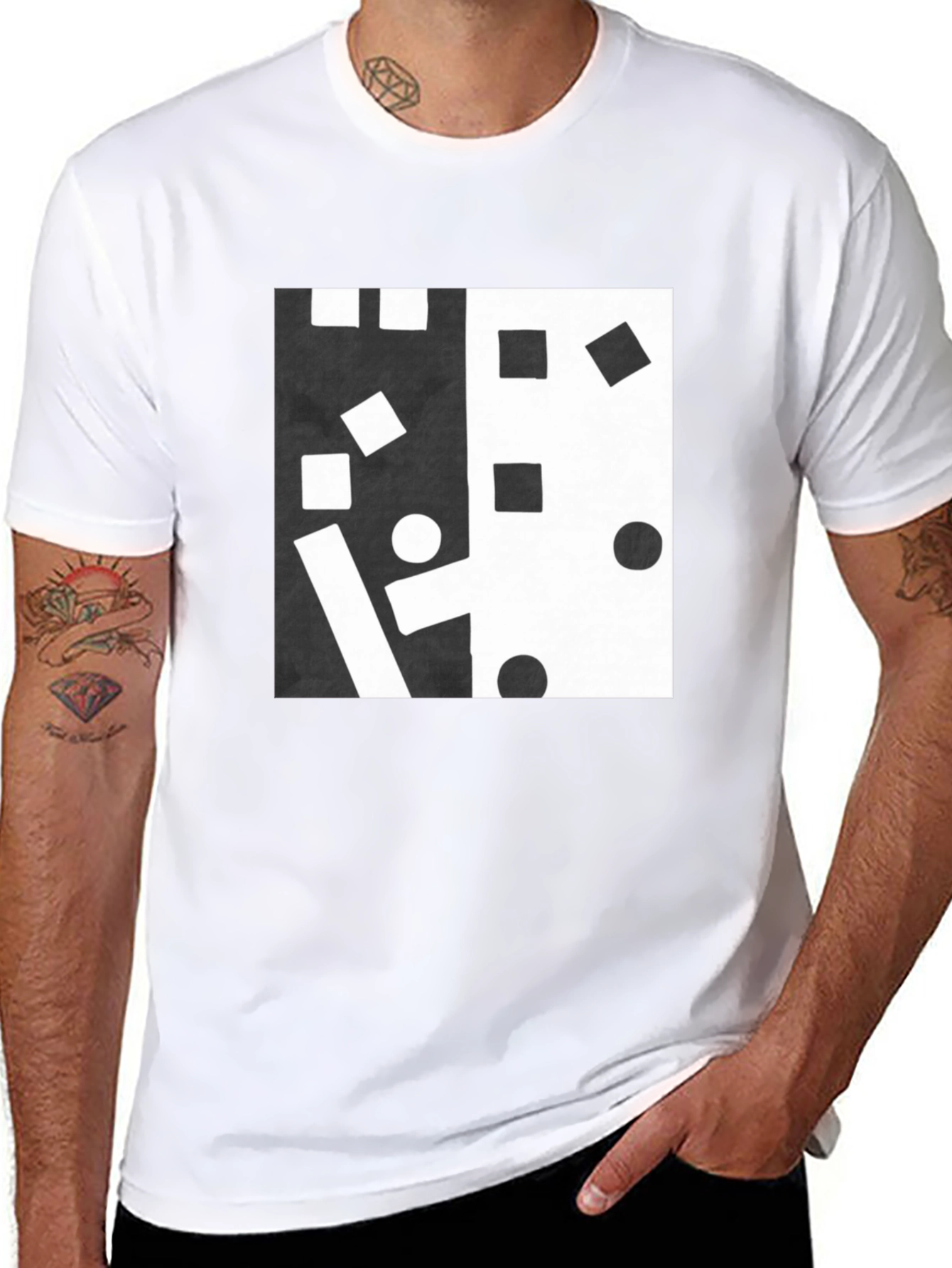 Abstract Black and White Graphic Tee