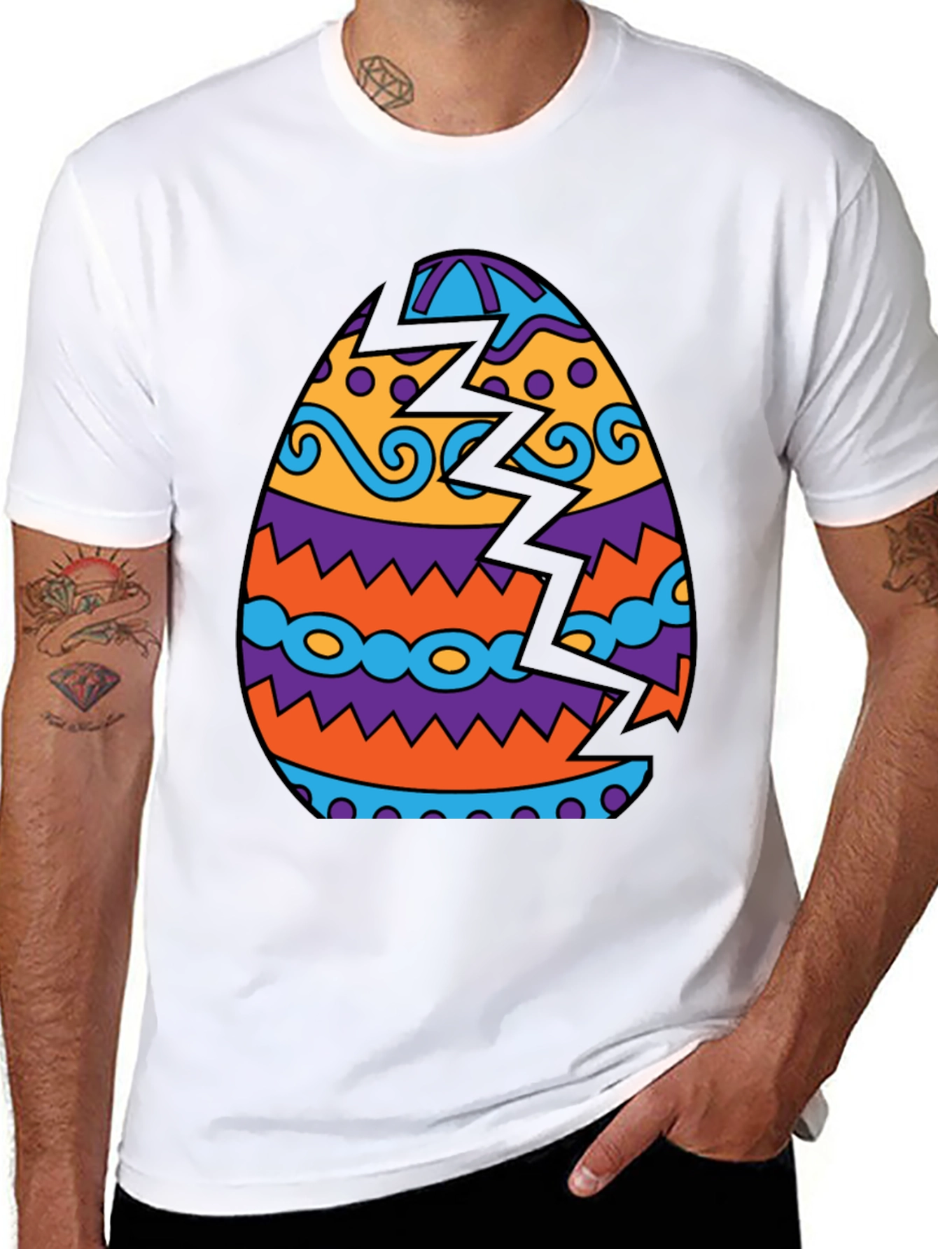 Cracked Easter Egg Graphic Tee - Novelty Design