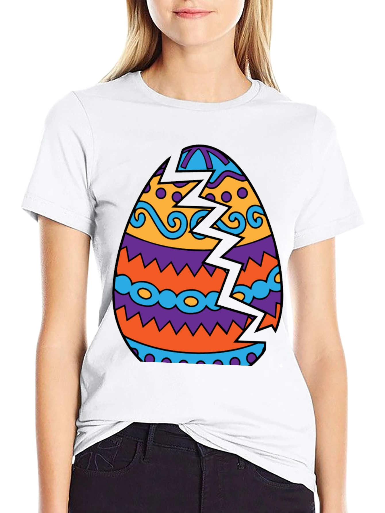 Cracked Easter Egg Graphic Tee - Novelty Design