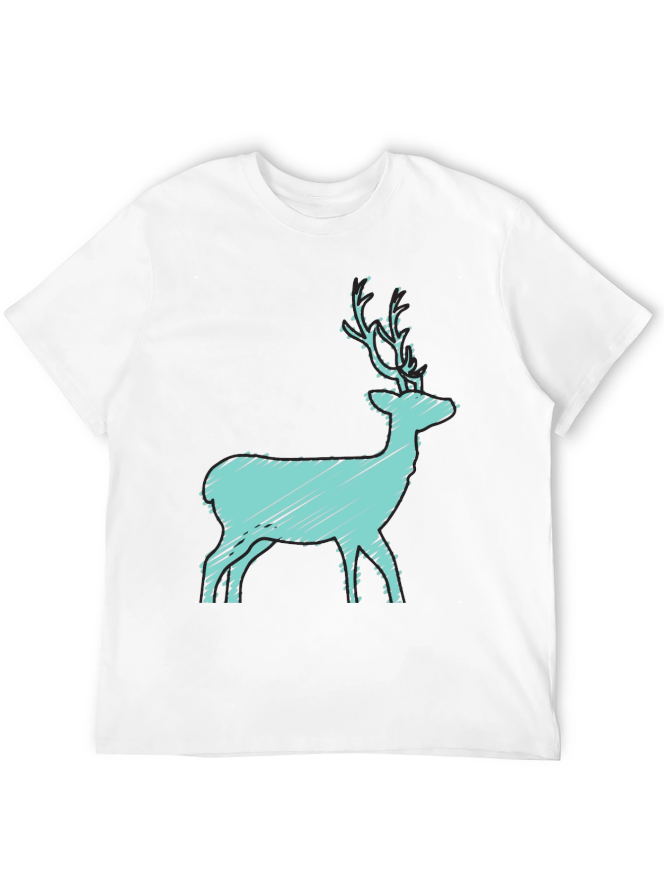Black T-Shirt with Turquoise Deer Graphic