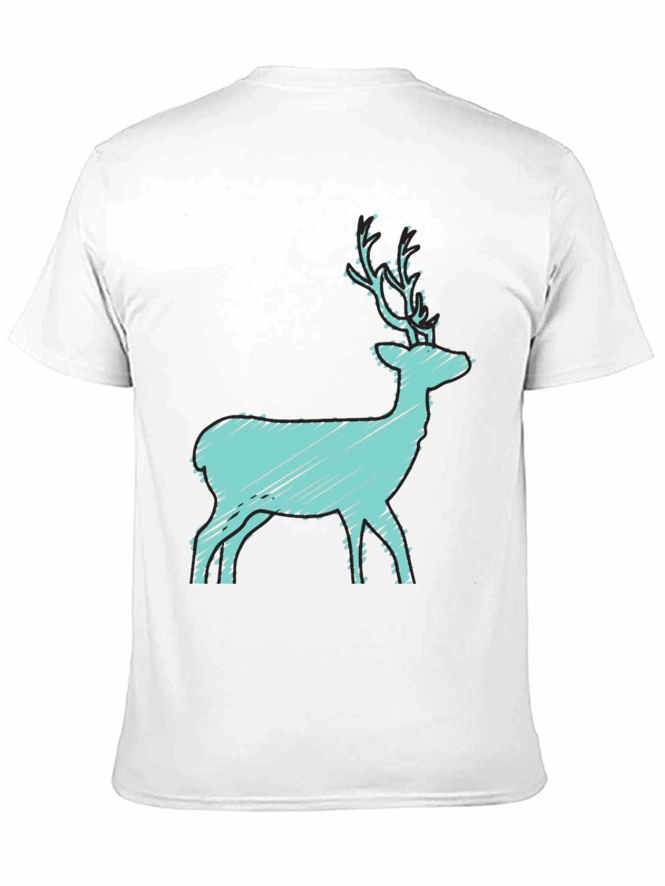 Black T-Shirt with Turquoise Deer Graphic