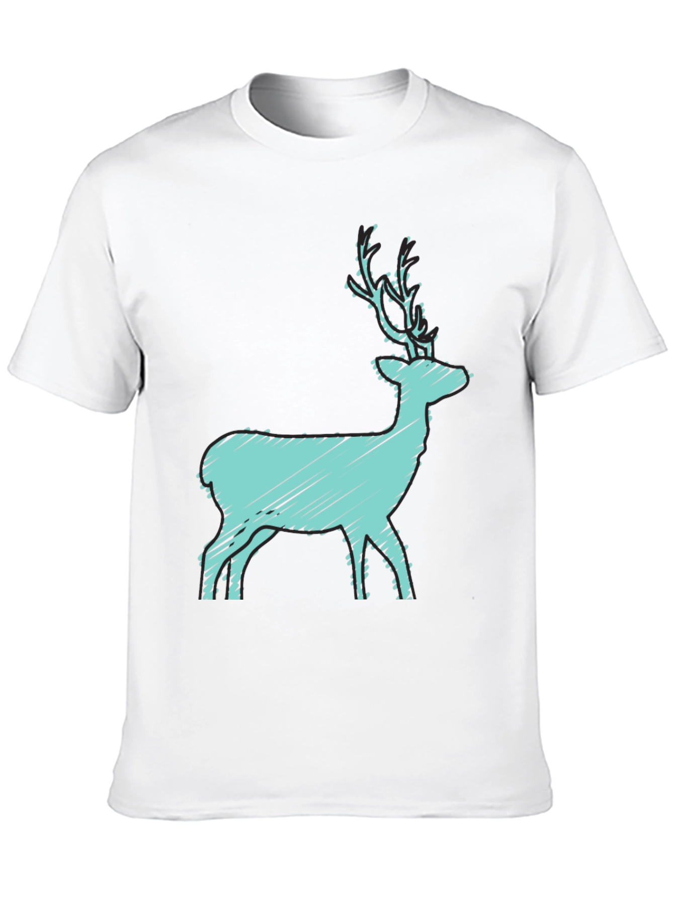 Black T-Shirt with Turquoise Deer Graphic