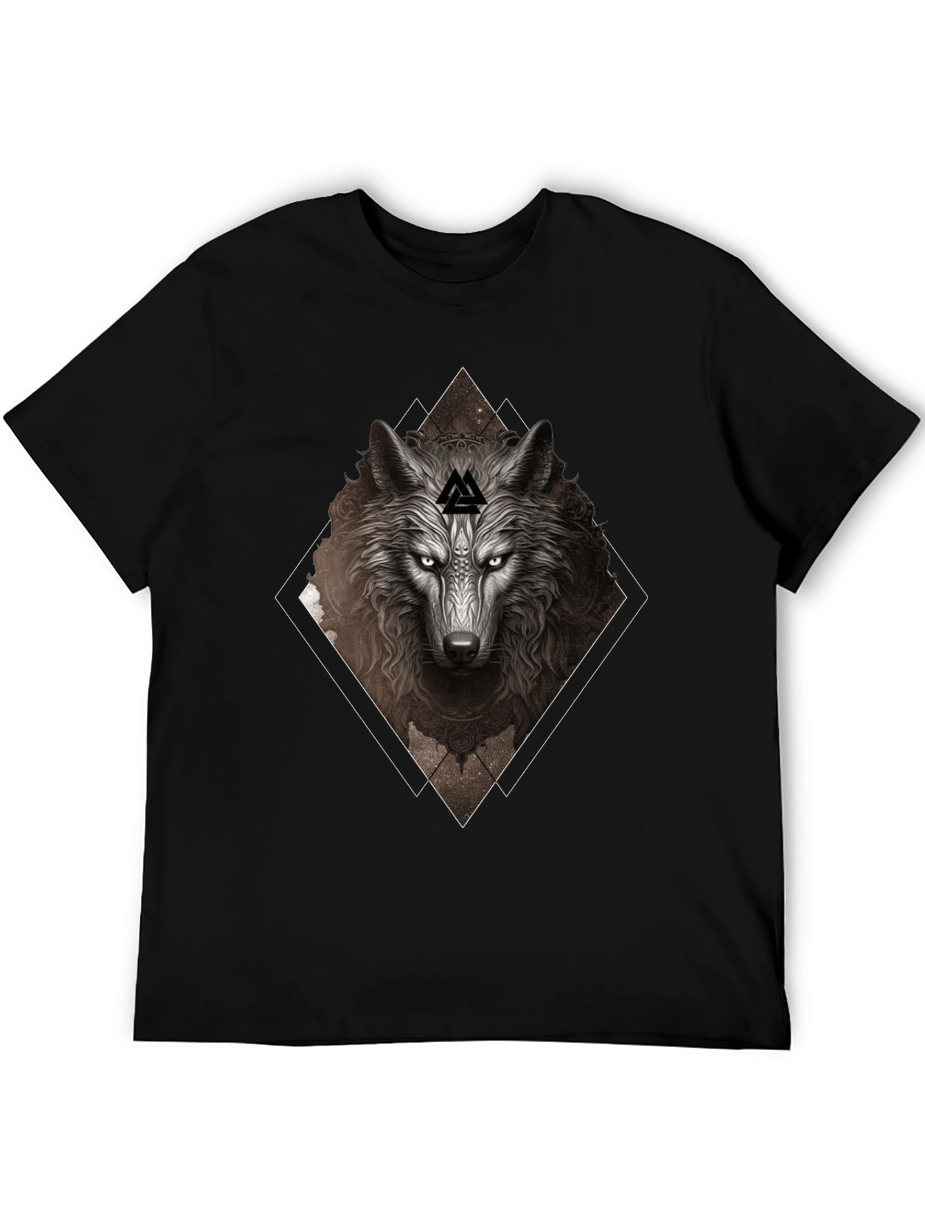 Wolf Graphic T-Shirt - Viking Symbol Black Tee