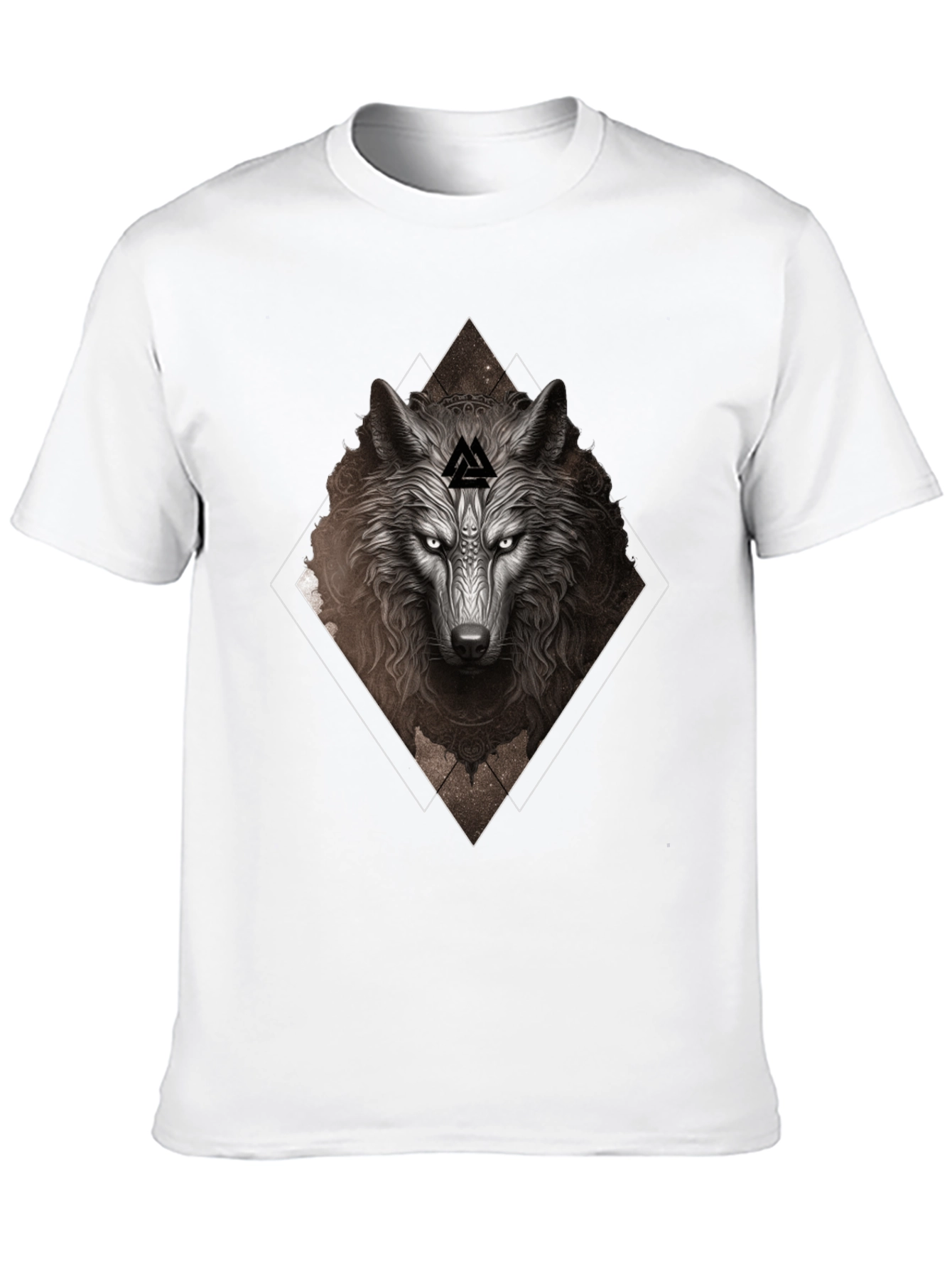 Wolf Graphic T-Shirt - Viking Symbol Black Tee