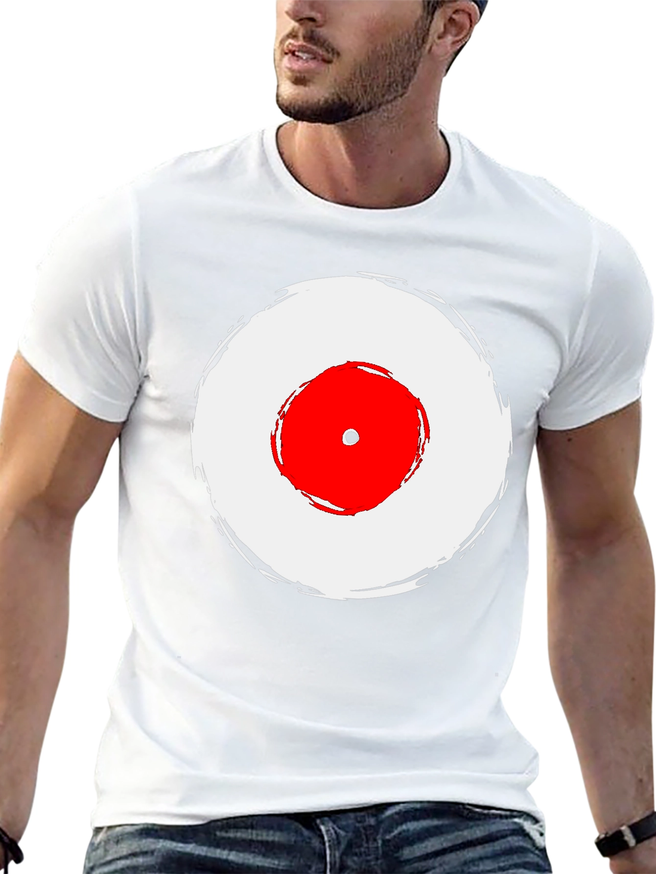 Black T-Shirt with Red and White Target Graphic