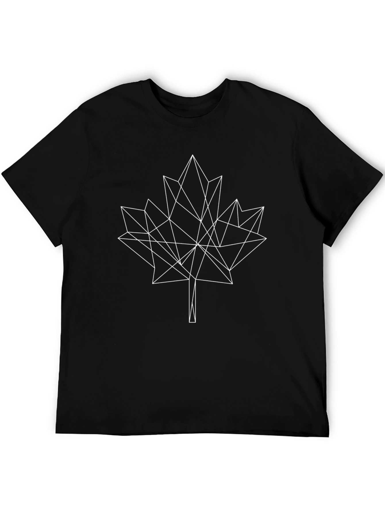 Geometric Maple Leaf Graphic Black T-Shirt