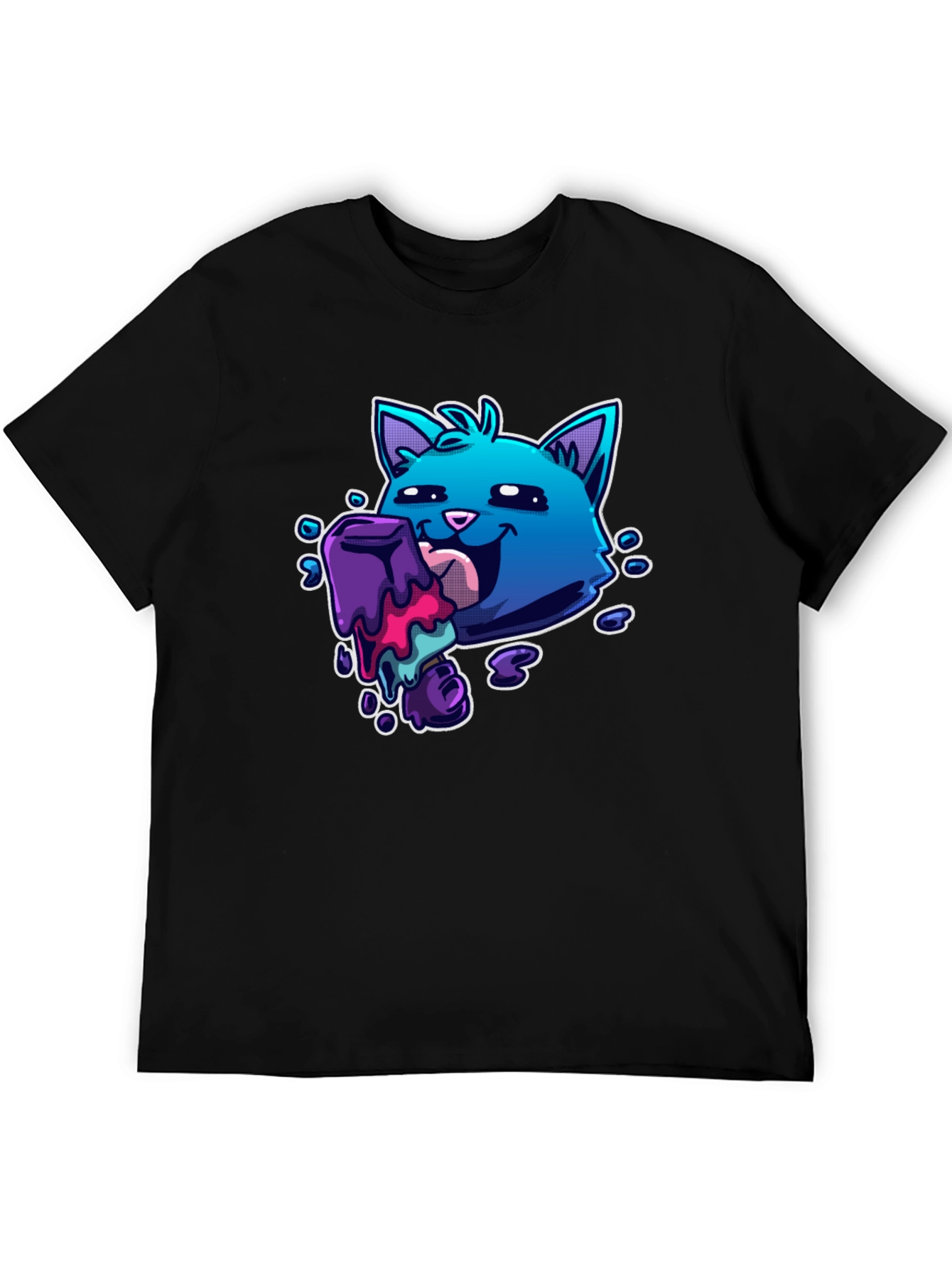 Cool Cat Licking Popsicle Graphic Tee