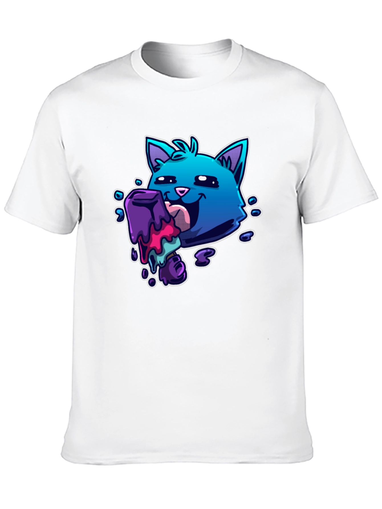 Cool Cat Licking Popsicle Graphic Tee