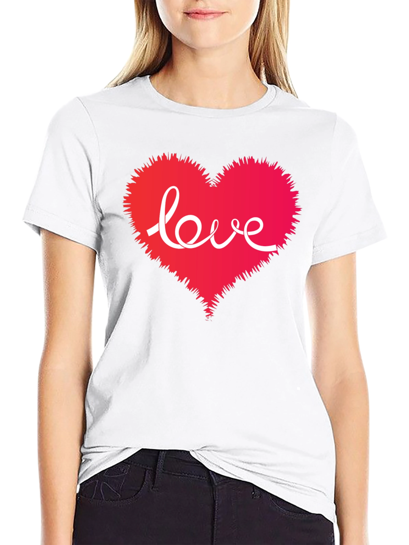 Love Heart Graphic T-Shirt - Romantic Style