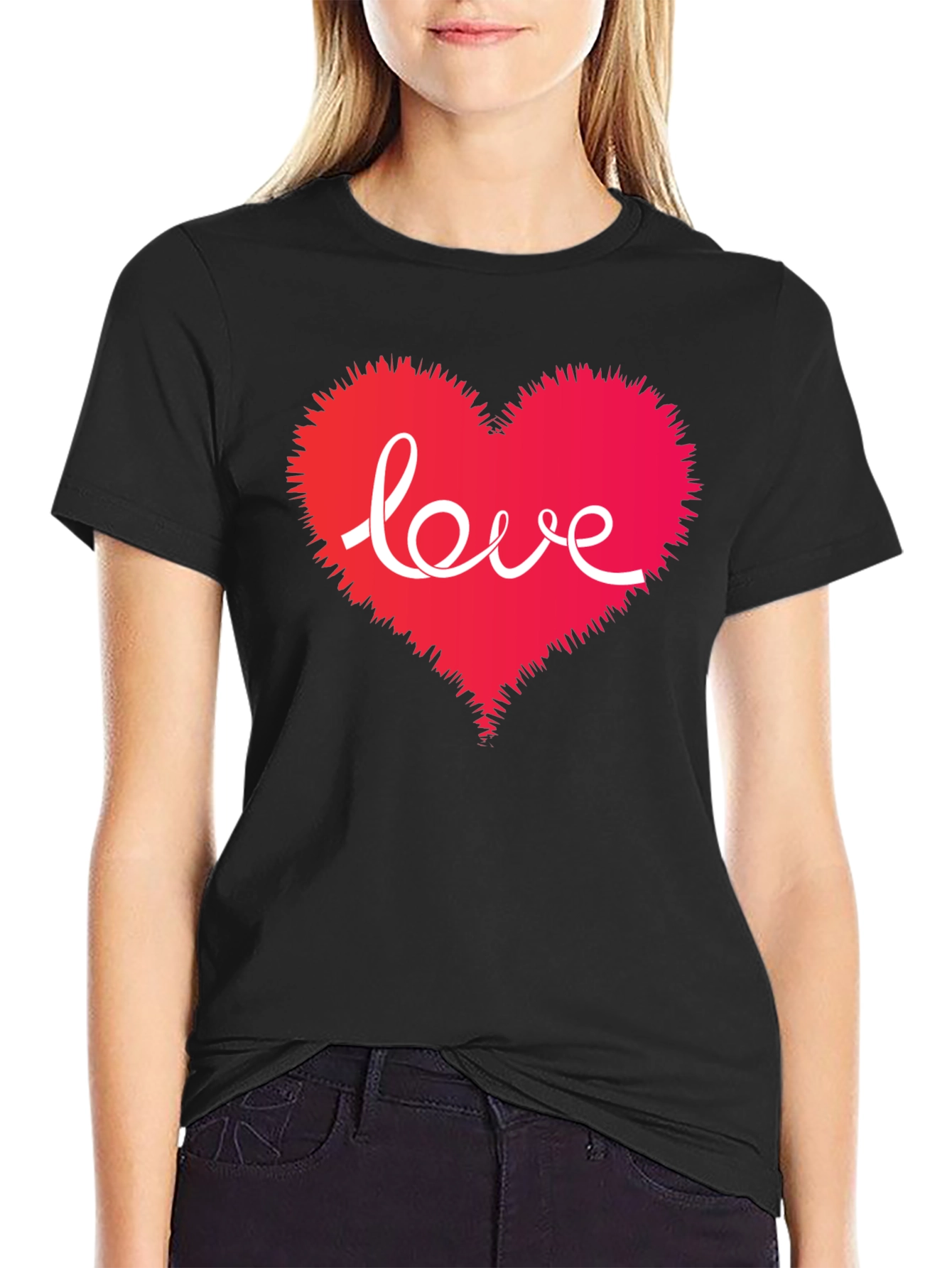 Love Heart Graphic T-Shirt - Romantic Style