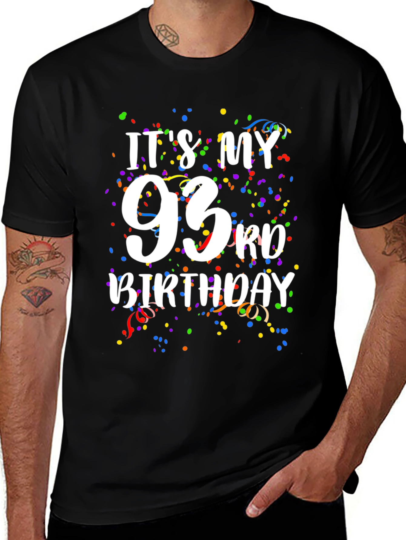 Its My 93rd Birthday T-Shirt - Confetti Design