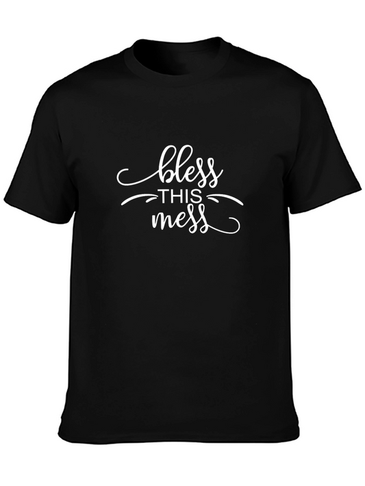 Bless This Mess Graphic Tee - Casual Black T-Shirt