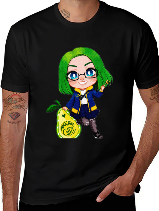 Avocado Girl Cartoon Graphic T-Shirt