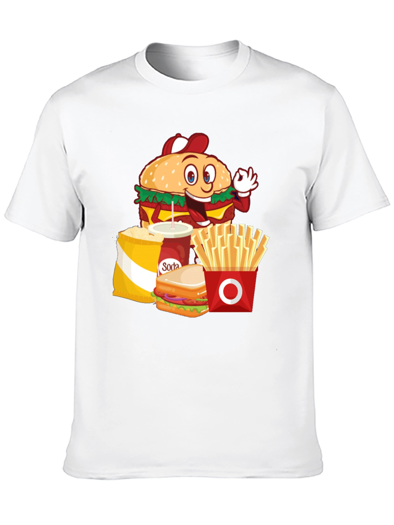 Cartoon Fast Food Black T-Shirt