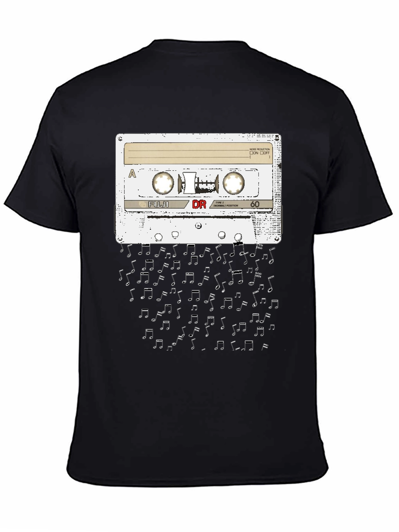 Retro Cassette Tape Music Notes Graphic T-Shirt