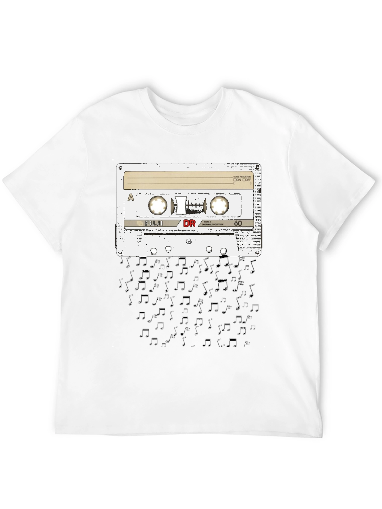 Retro Cassette Tape Music Notes Graphic T-Shirt