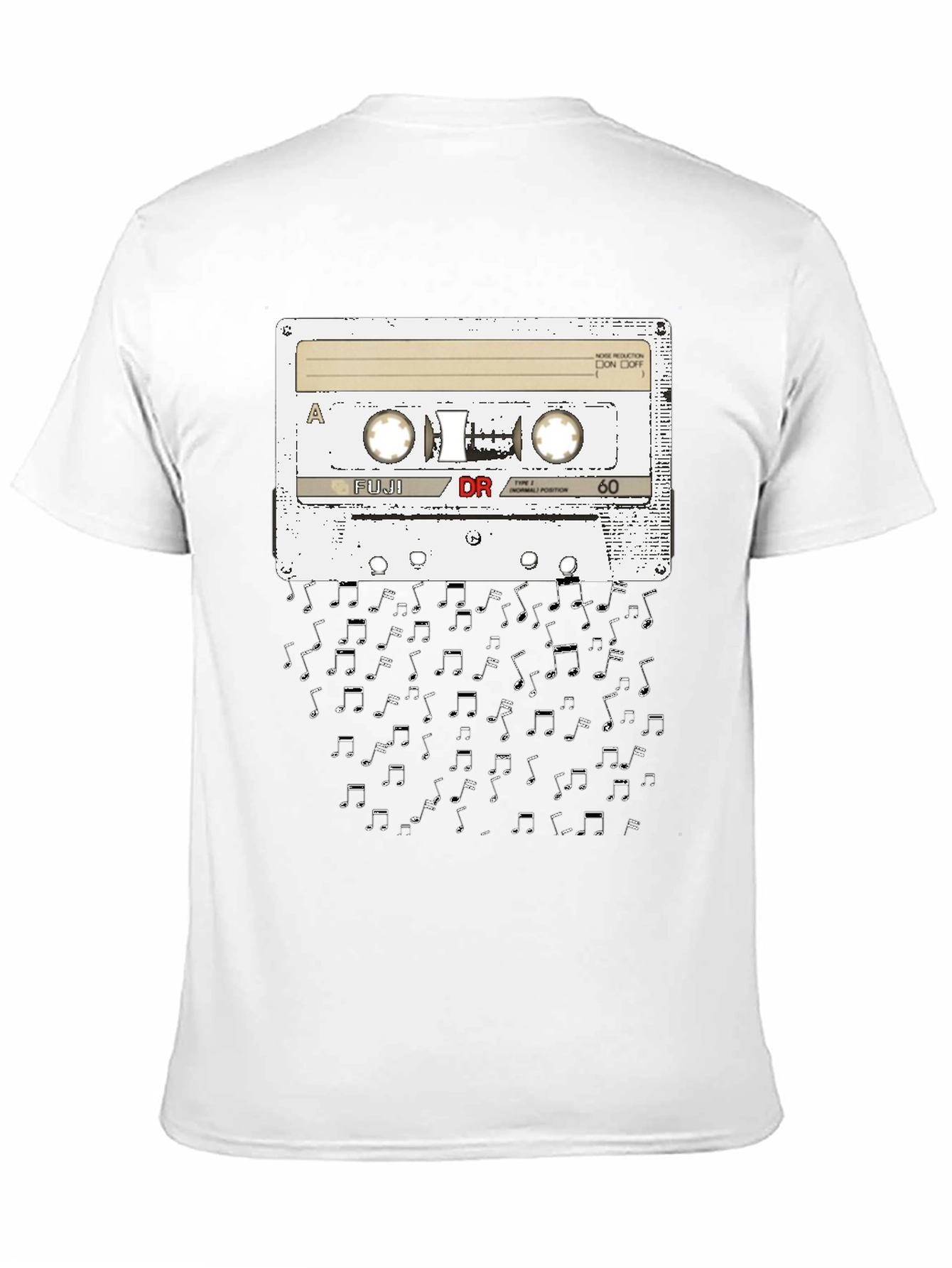 Retro Cassette Tape Music Notes Graphic T-Shirt