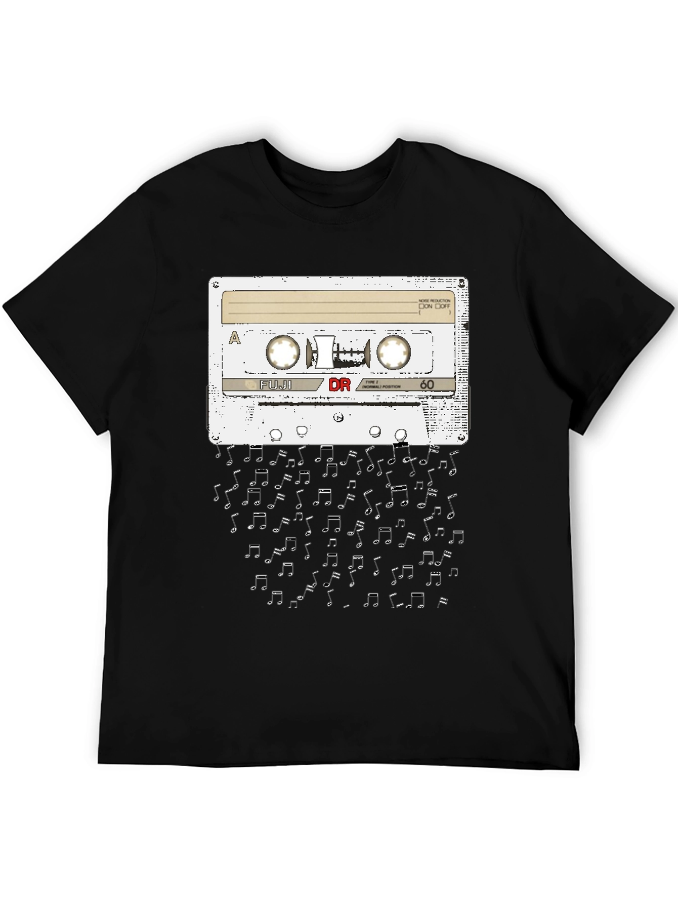 Retro Cassette Tape Music Notes Graphic T-Shirt