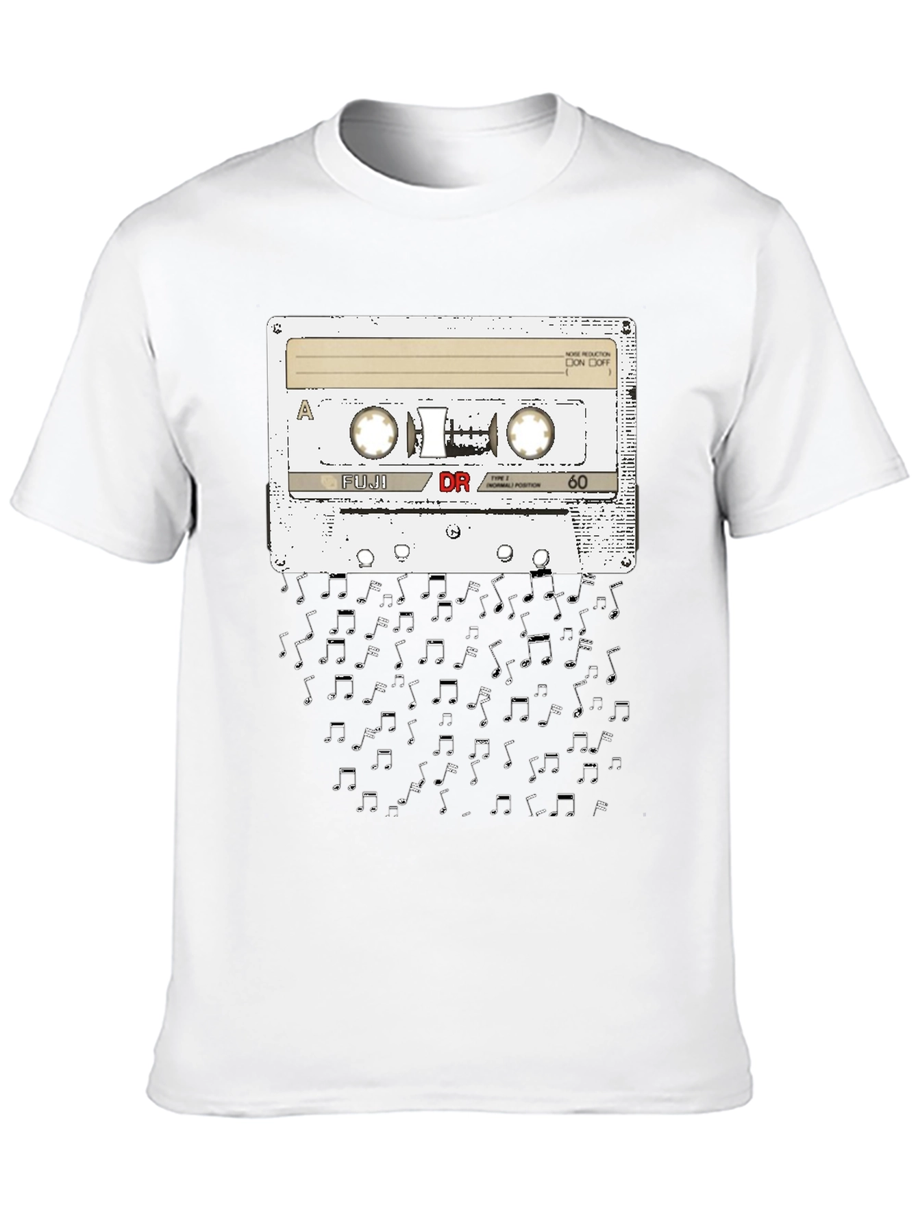 Retro Cassette Tape Music Notes Graphic T-Shirt