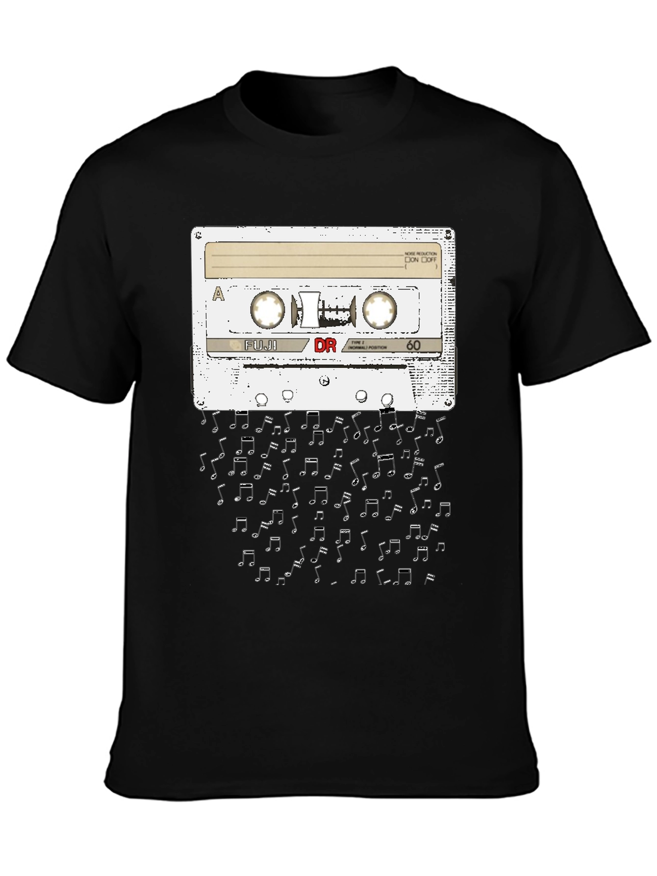 Retro Cassette Tape Music Notes Graphic T-Shirt