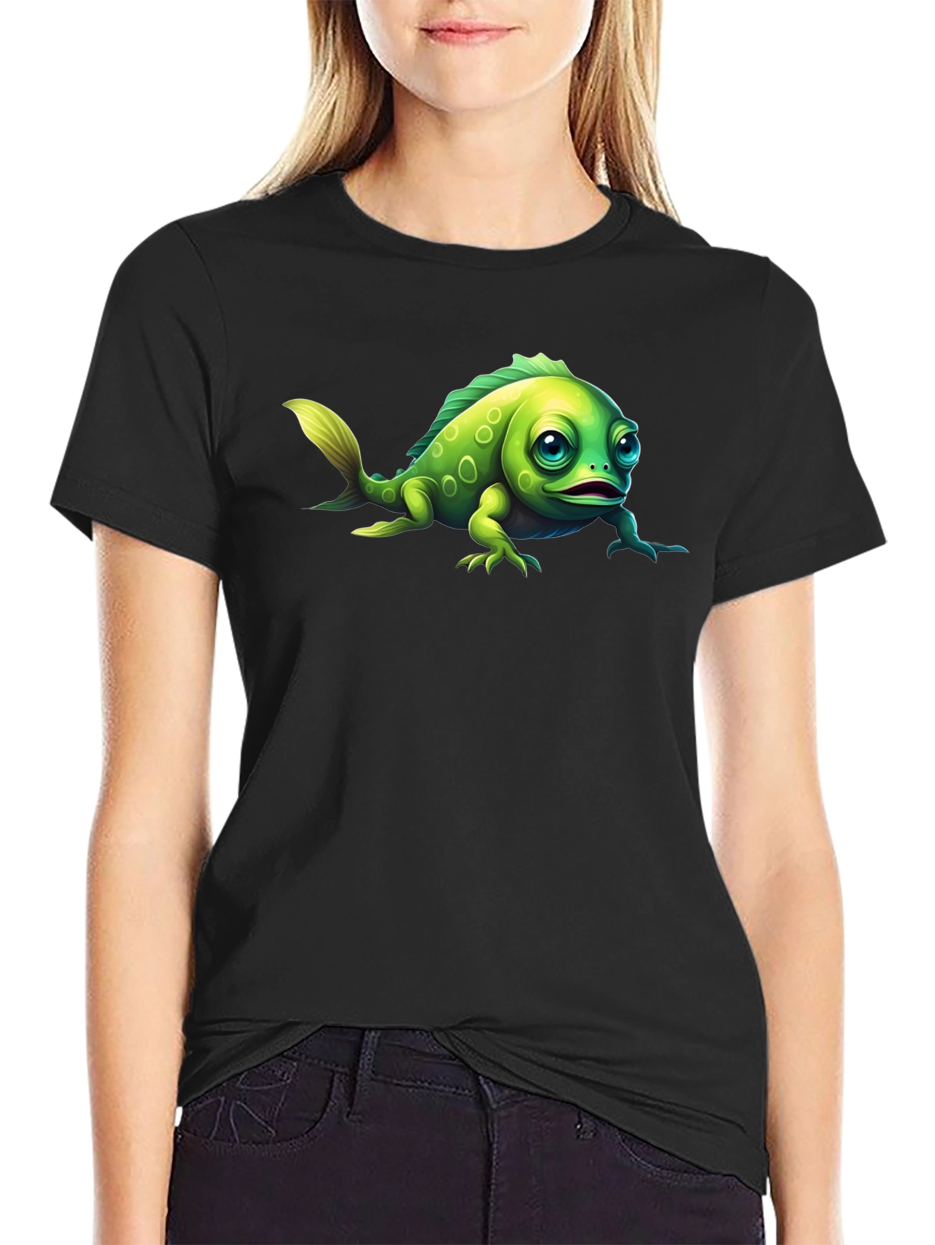Cartoon Creature Graphic Tee - Mens Black T-Shirt