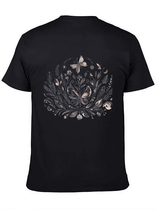 Botanical Butterfly Graphic Black Tee