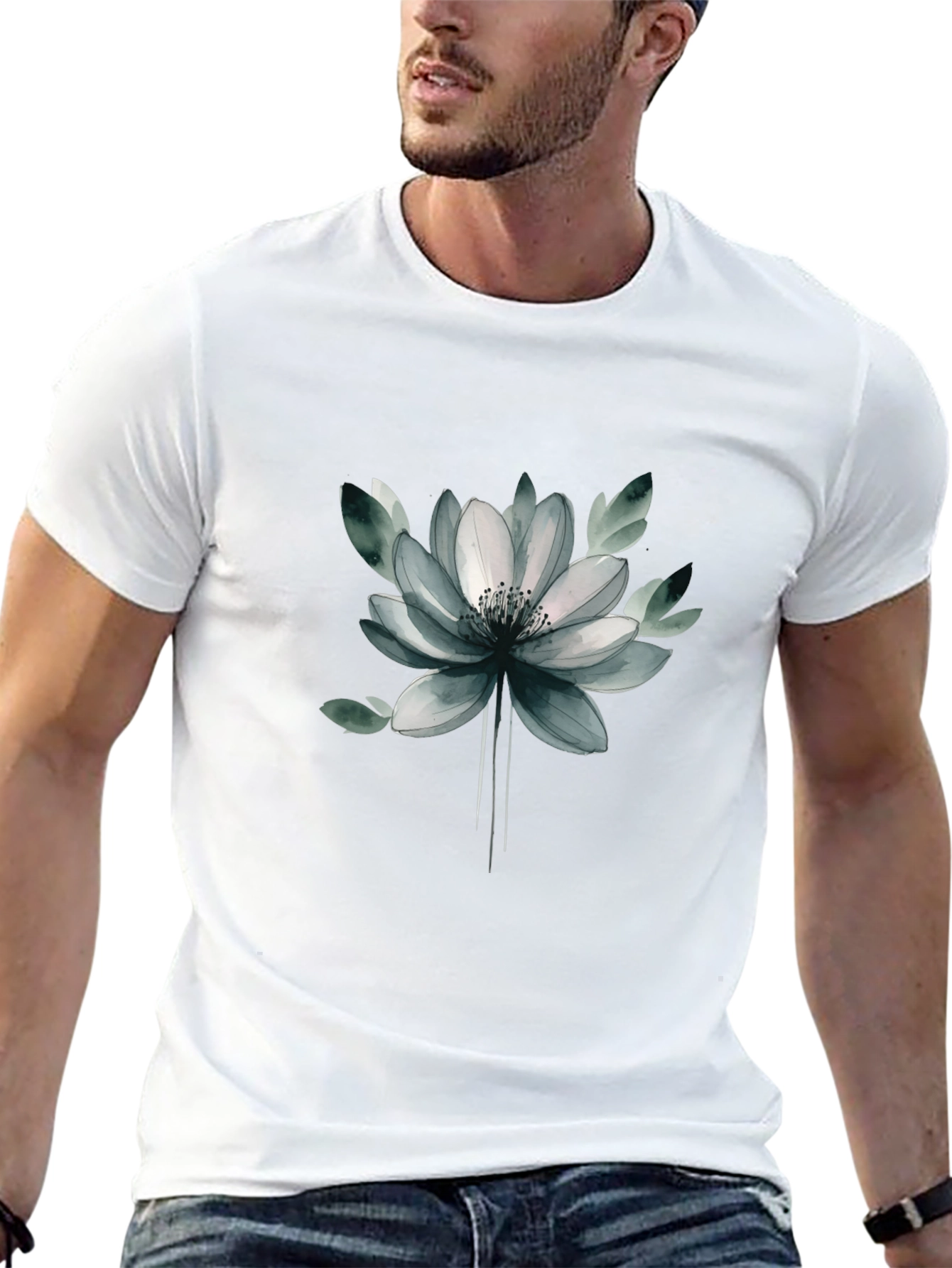 Floral Graphic Tee - Stylish Black T-Shirt