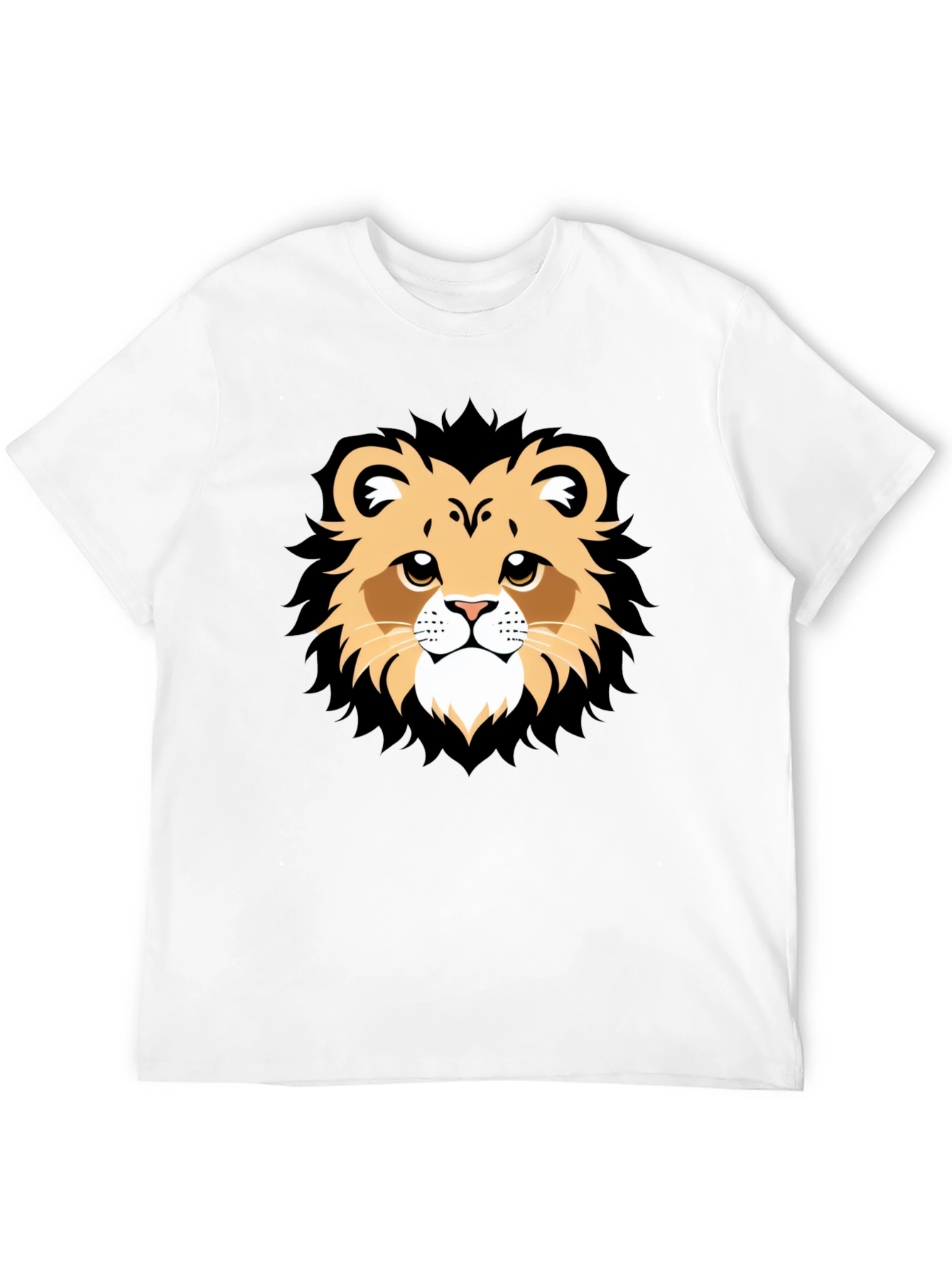 Lion Face Graphic Tee - Black Casual T-Shirt