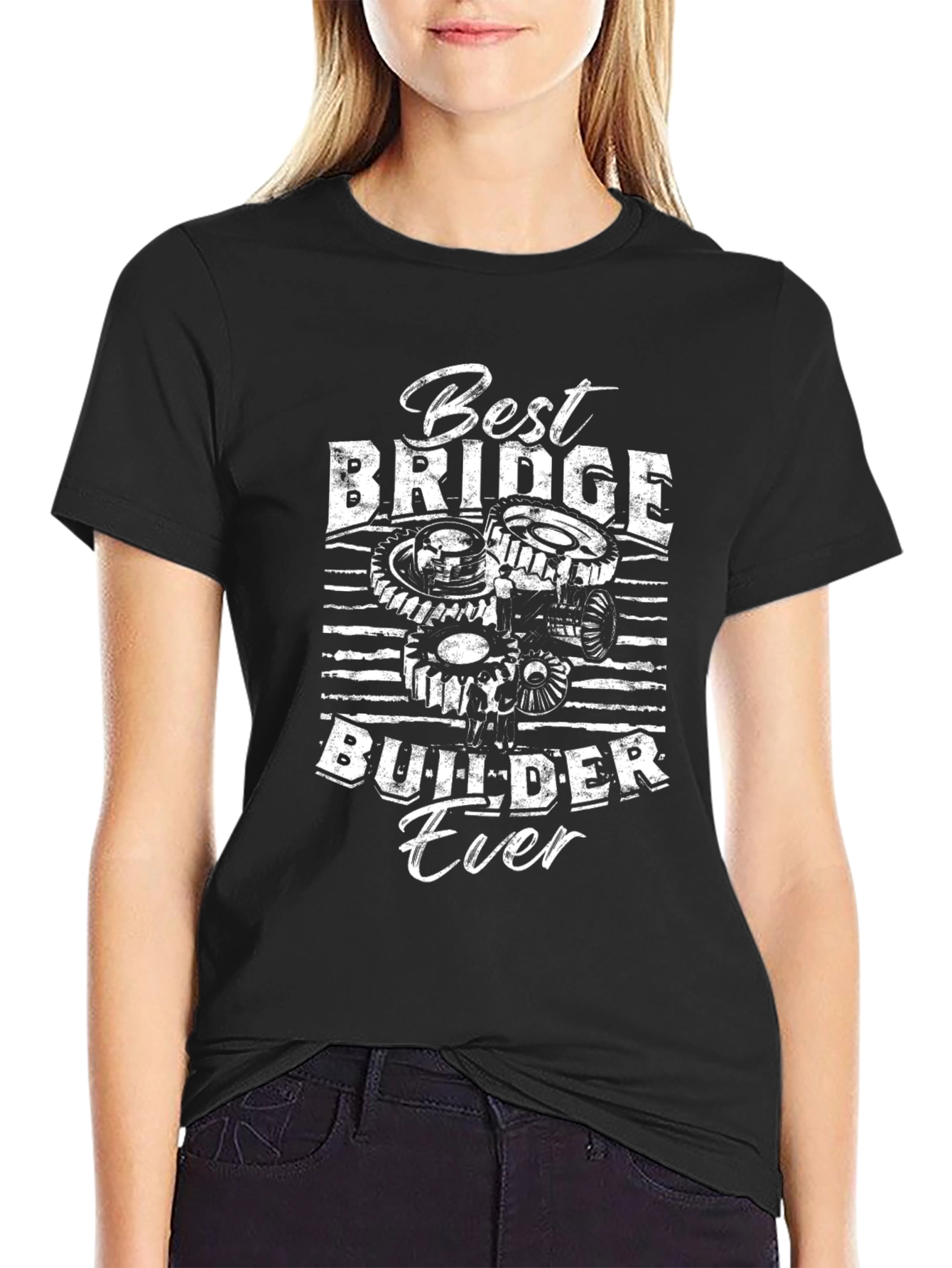 Best Bridge Builder Ever Black Graphic T-Shirt