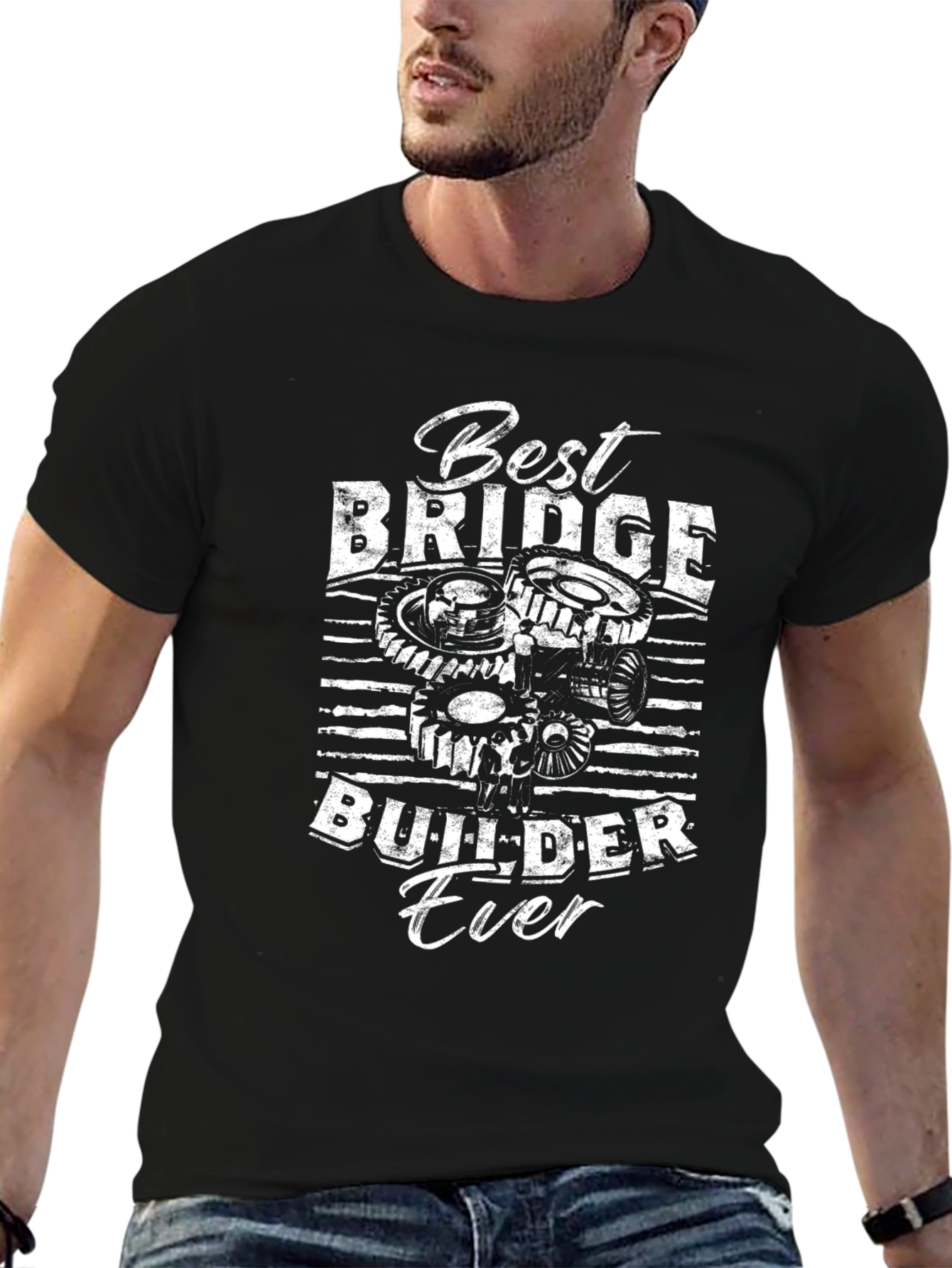 Best Bridge Builder Ever Black Graphic T-Shirt