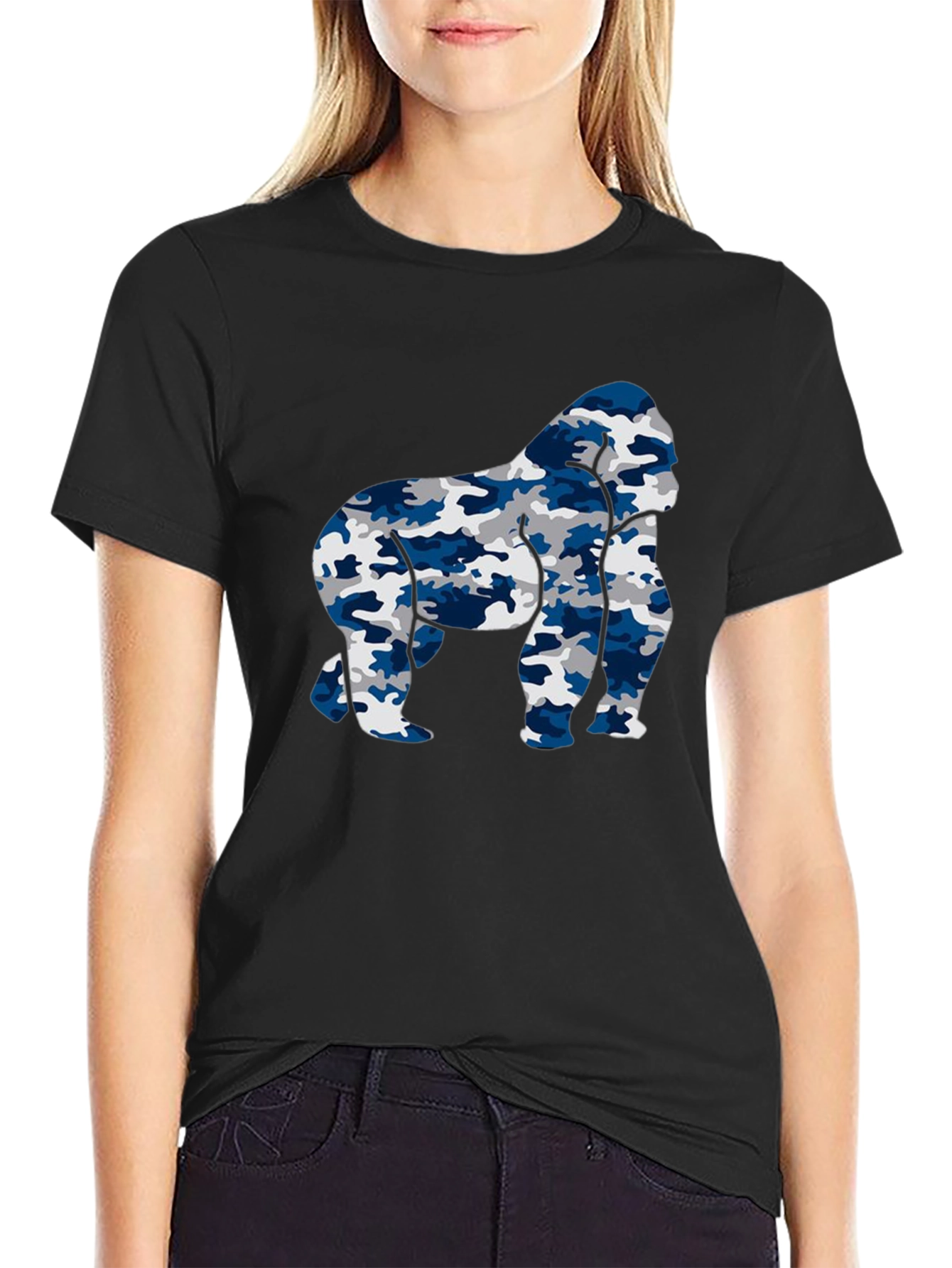 Camouflage Gorilla Graphic T-Shirt - Mens Black Tee