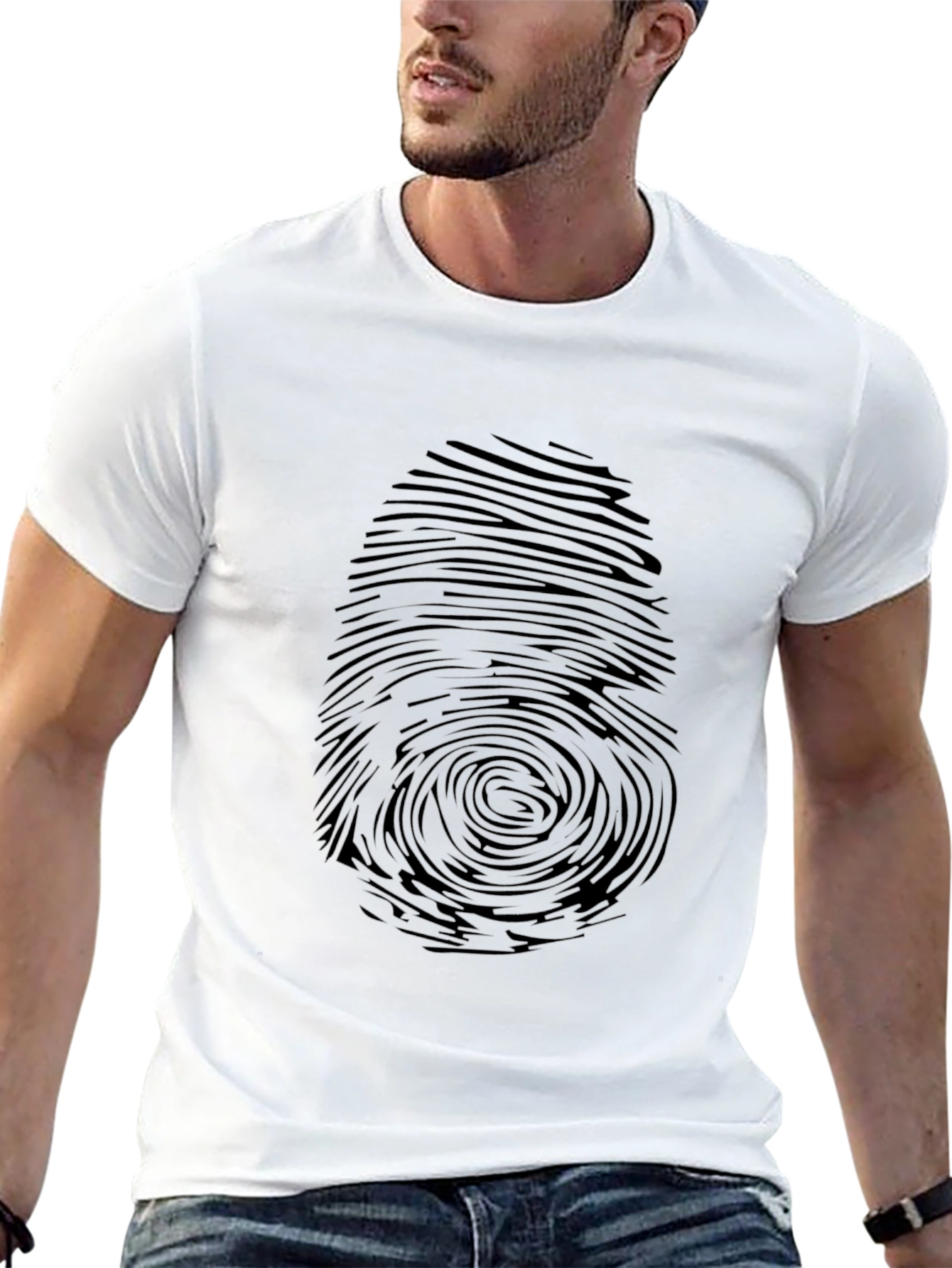 Fingerprint Graphic Black T-Shirt