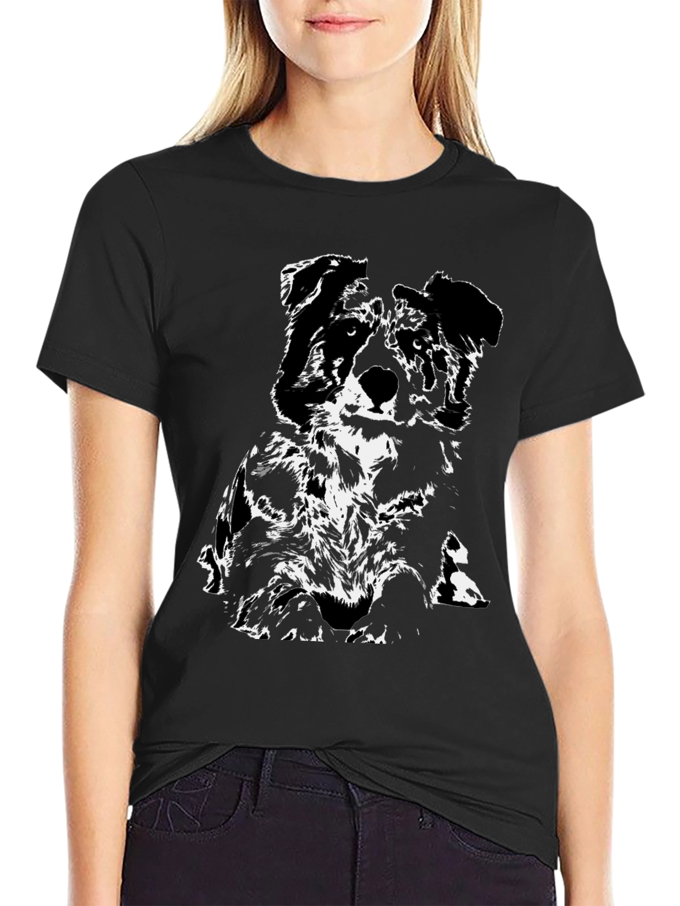 Dog Graphic T-Shirt - Black - Casual Wear