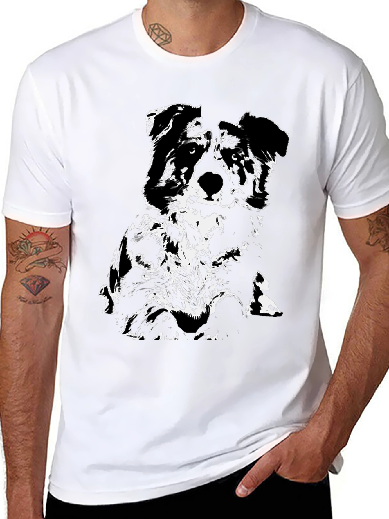 Dog Graphic T-Shirt - Black - Casual Wear