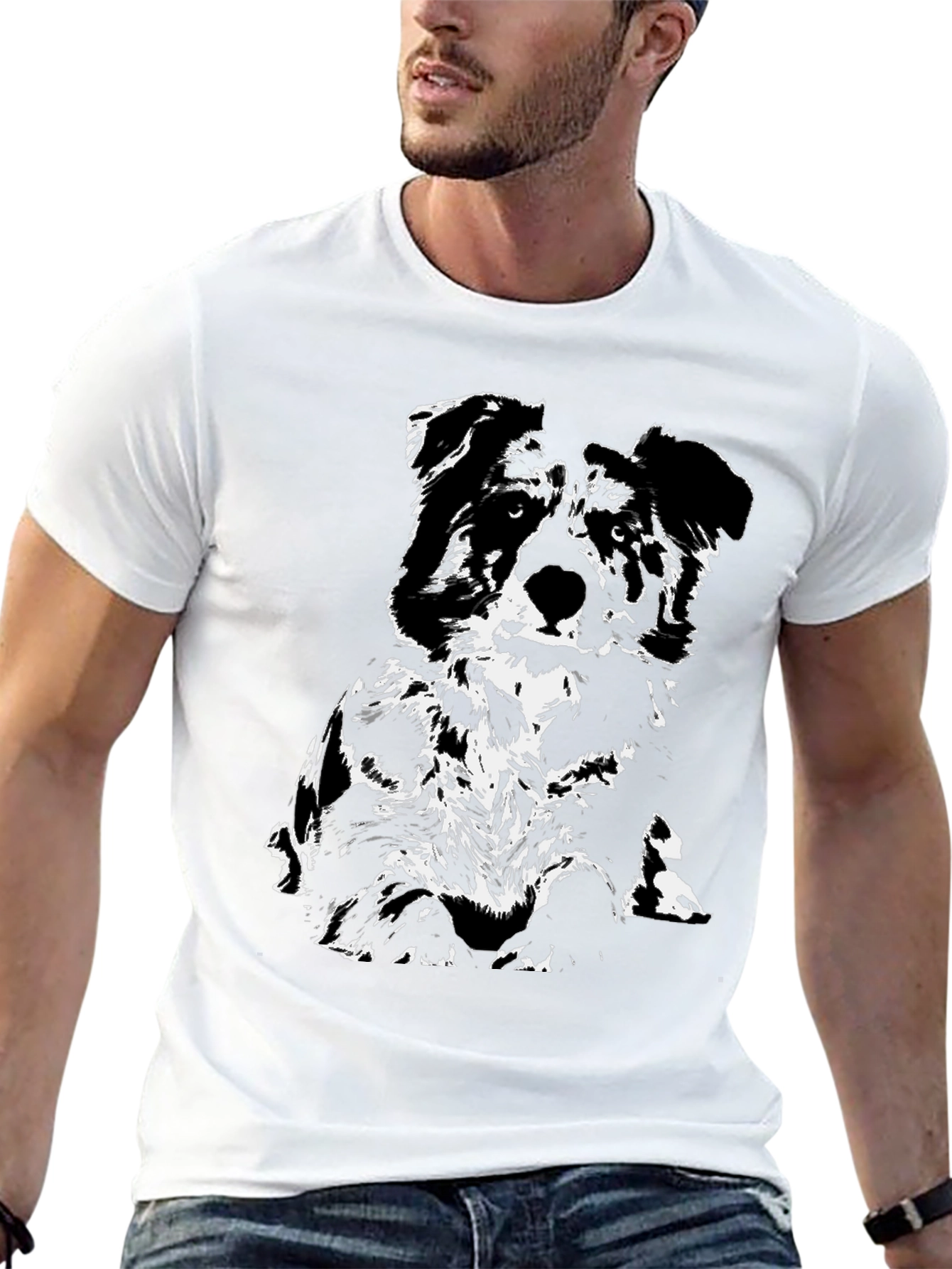 Dog Graphic T-Shirt - Black - Casual Wear