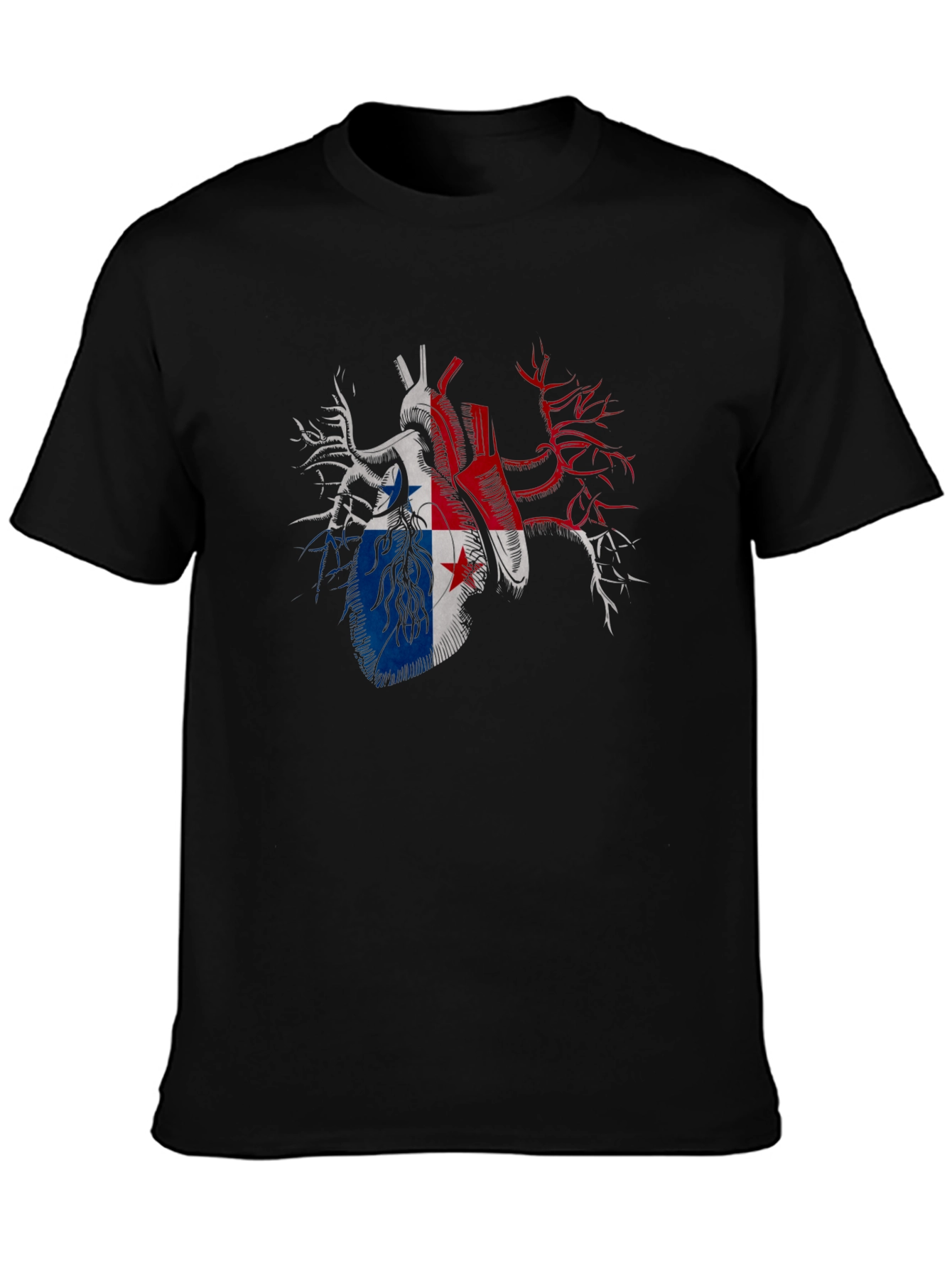 Panama Flag Heart Graphic Tee - Black