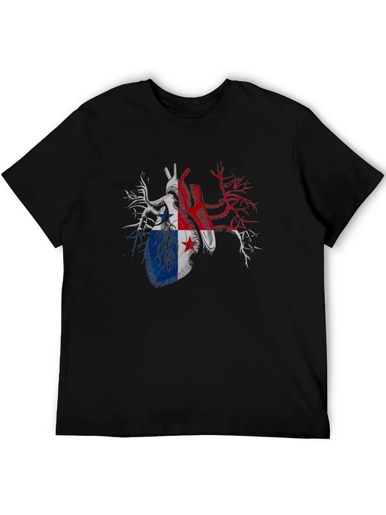 Panama Flag Heart Graphic Tee - Black