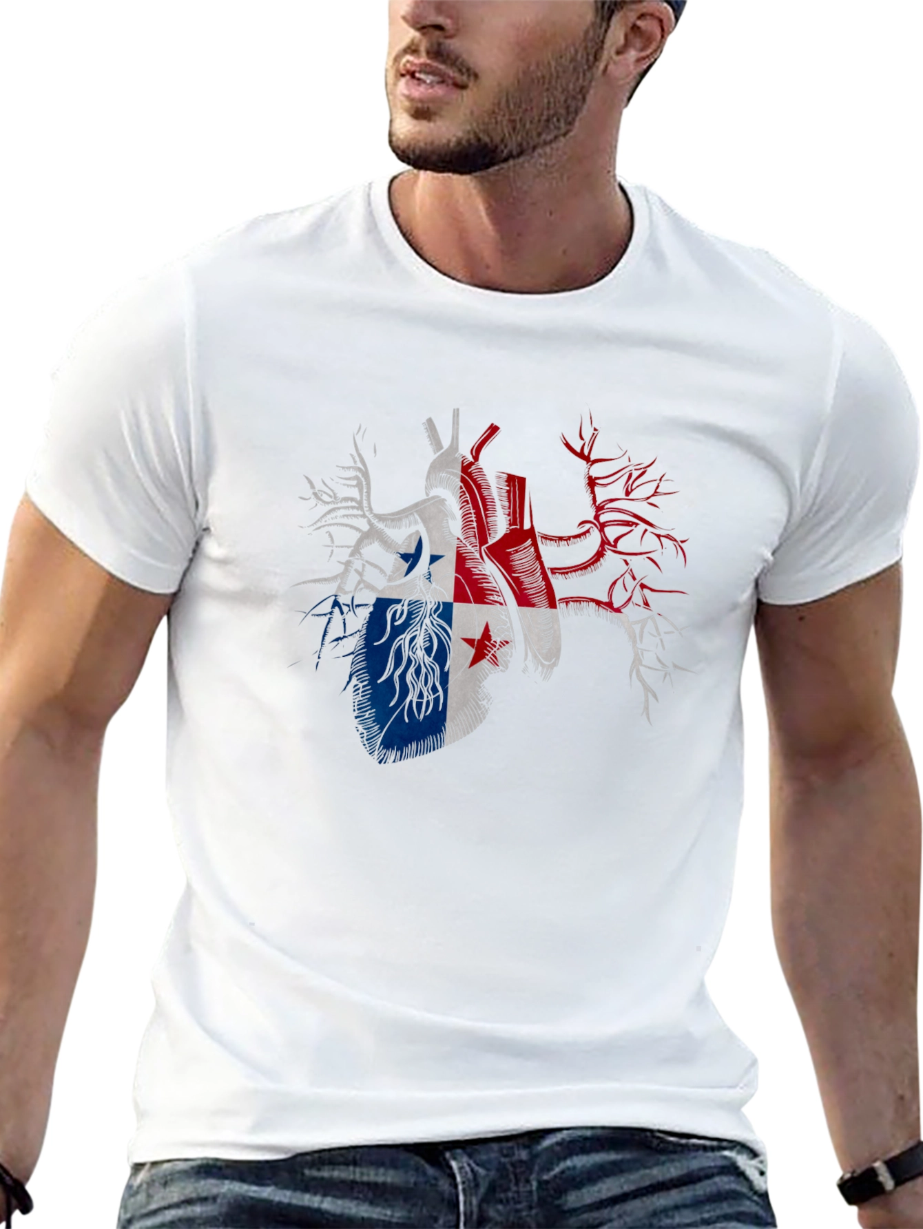Panama Flag Heart Graphic Tee - Black